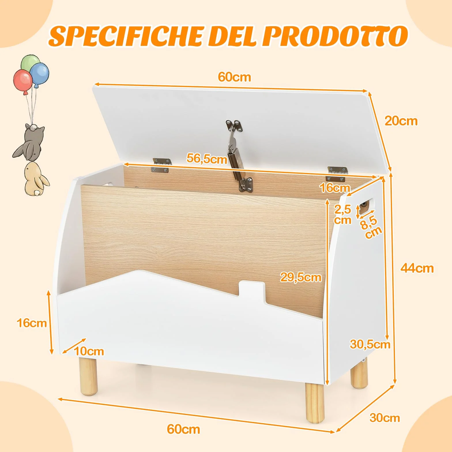 COSTWAY Libreria Montessoriana 2-in-1 in Legno per Bambini 60x30x44 cm Bianco