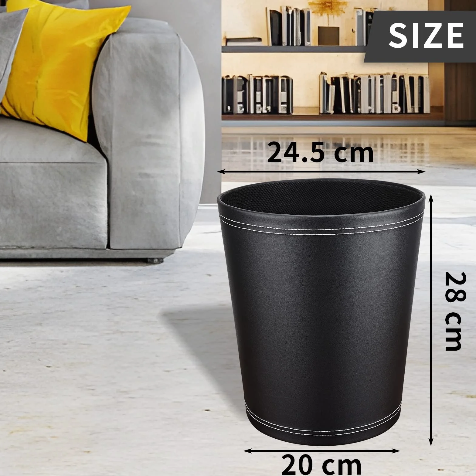 GORESE Cestino per la carta Nero pelle design moderno ufficio cucina bagno