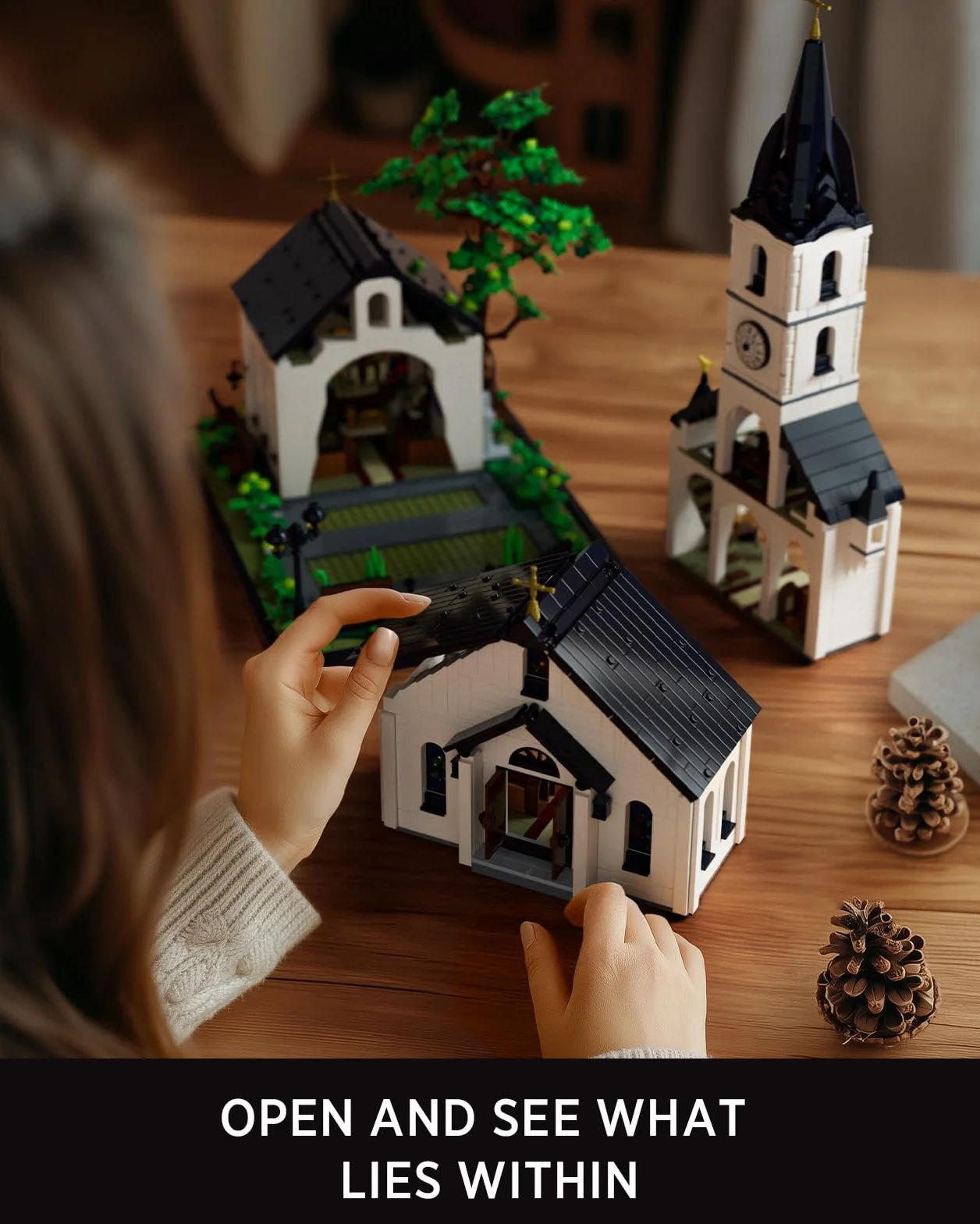 Nifeliz Cappella Architecture Set di giocattoli da costruzione per adulti, modello vintage country, 3116 pezzi