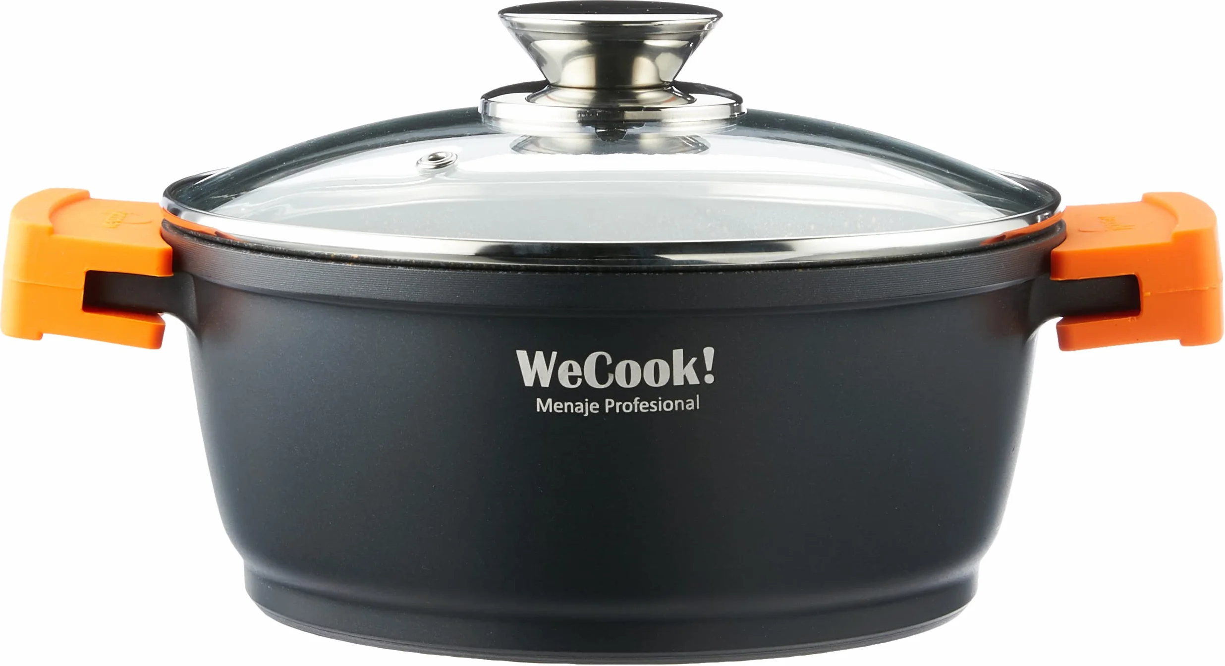 WECOOK! Ecochef Titanio Casseruola Alta, Induzione, Coperchio di Vetro 20cm, Antiaderente QUANTANIUM Ecologico senza PFOA, Alluminio Fuso 5mm Spessore, Maniglie in Silicone, Vitroceramica, Forno