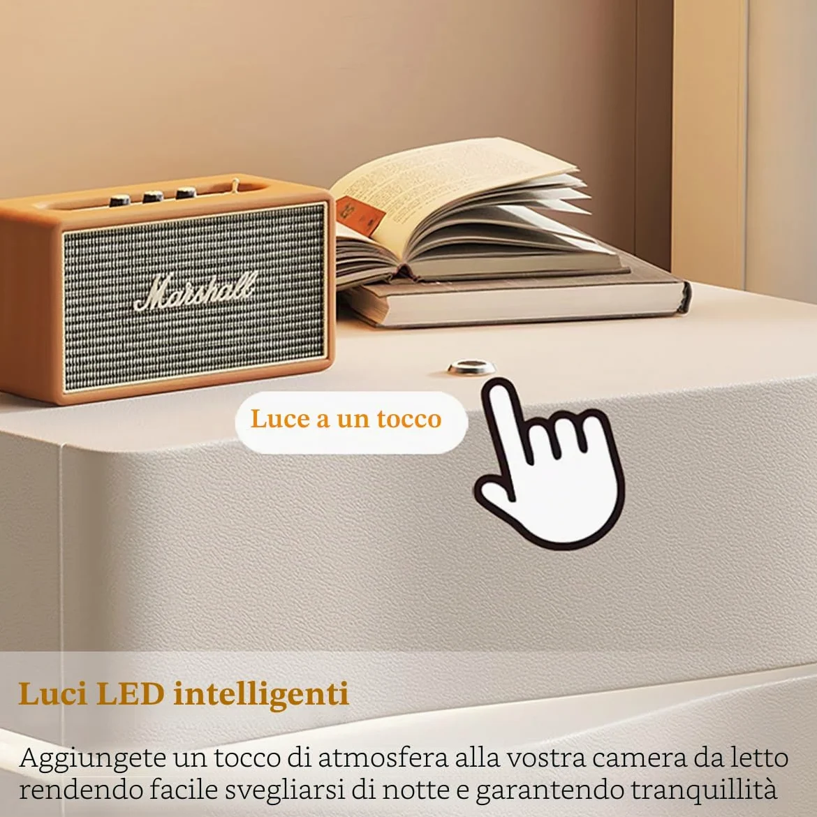 Comodino con Cassetti in Legno, Comodino A LED, Comodino Bianco, Comodini Camera da Letto Moderni, Comodino Moderno con Contenitore, Comodino Camera da Letto.(Brown,40 * 43 * 43CM)