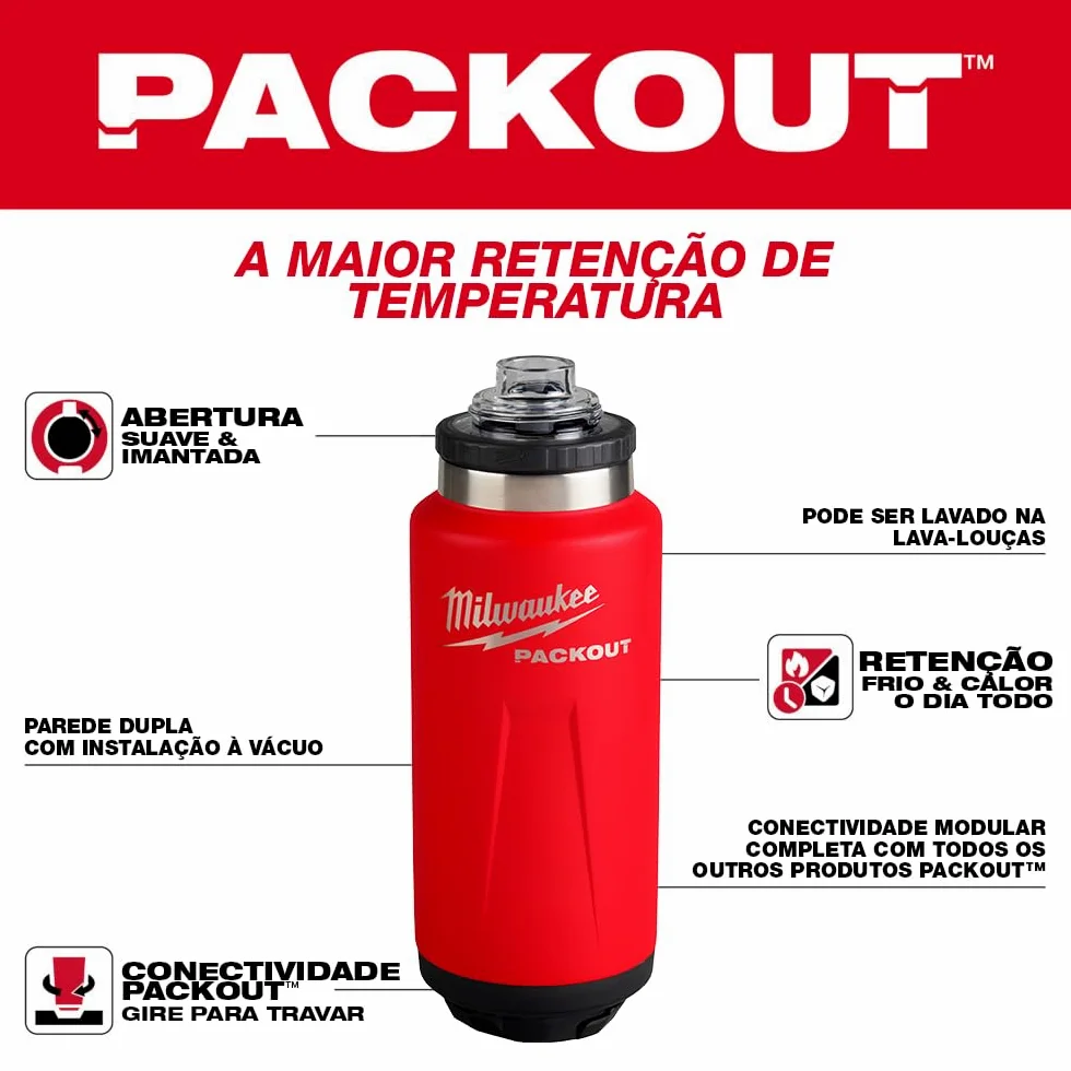 Milwaukee Packoutrade - Borraccia termica con coperchio, 532 ml