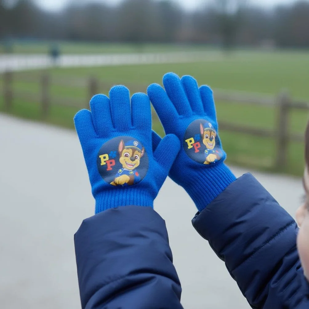 Paw Patrol guanti magici invernali lavorati a maglia per bambini blu