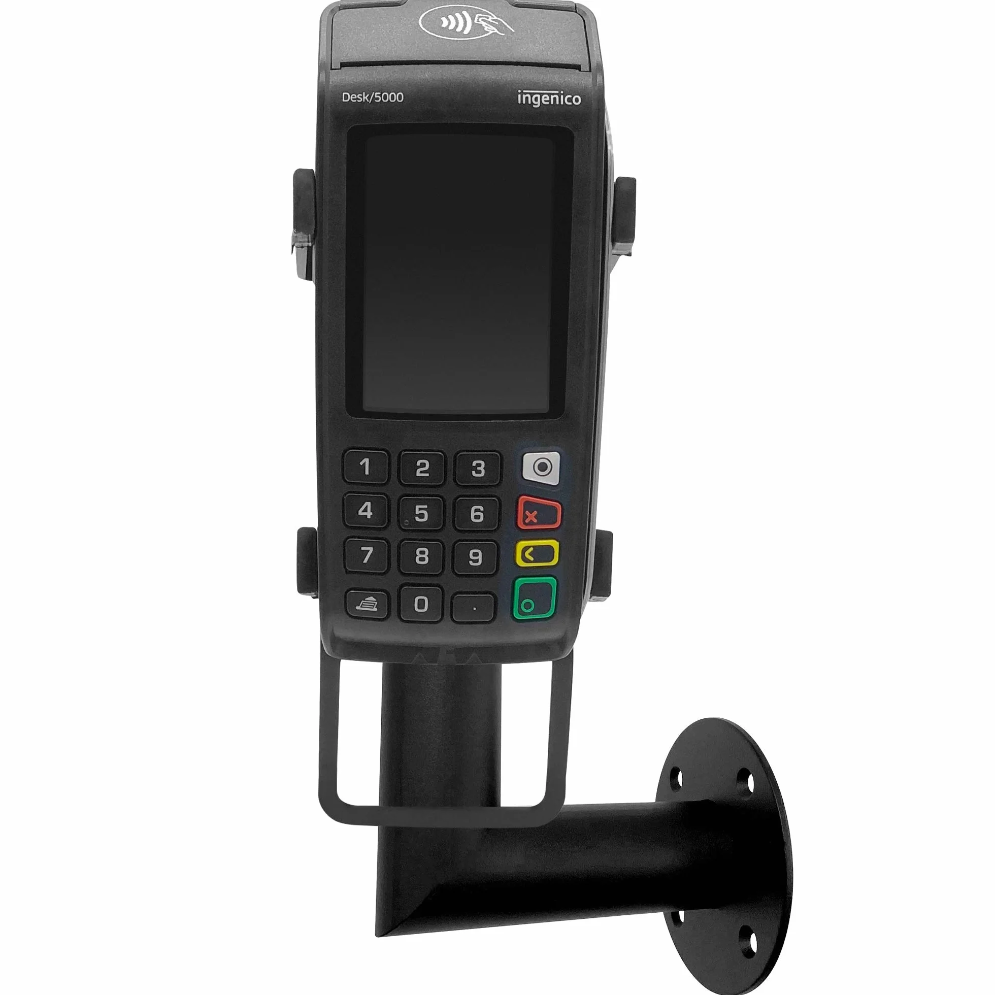 Supporto Ergonomico per Terminale di Pagamento POS da Muro Ingenico DESK 3200/3500/5000 - Stand POS Bancomat con Maniglia, Rotazione 180° e Inclinazione 45°, Installazione a Parete