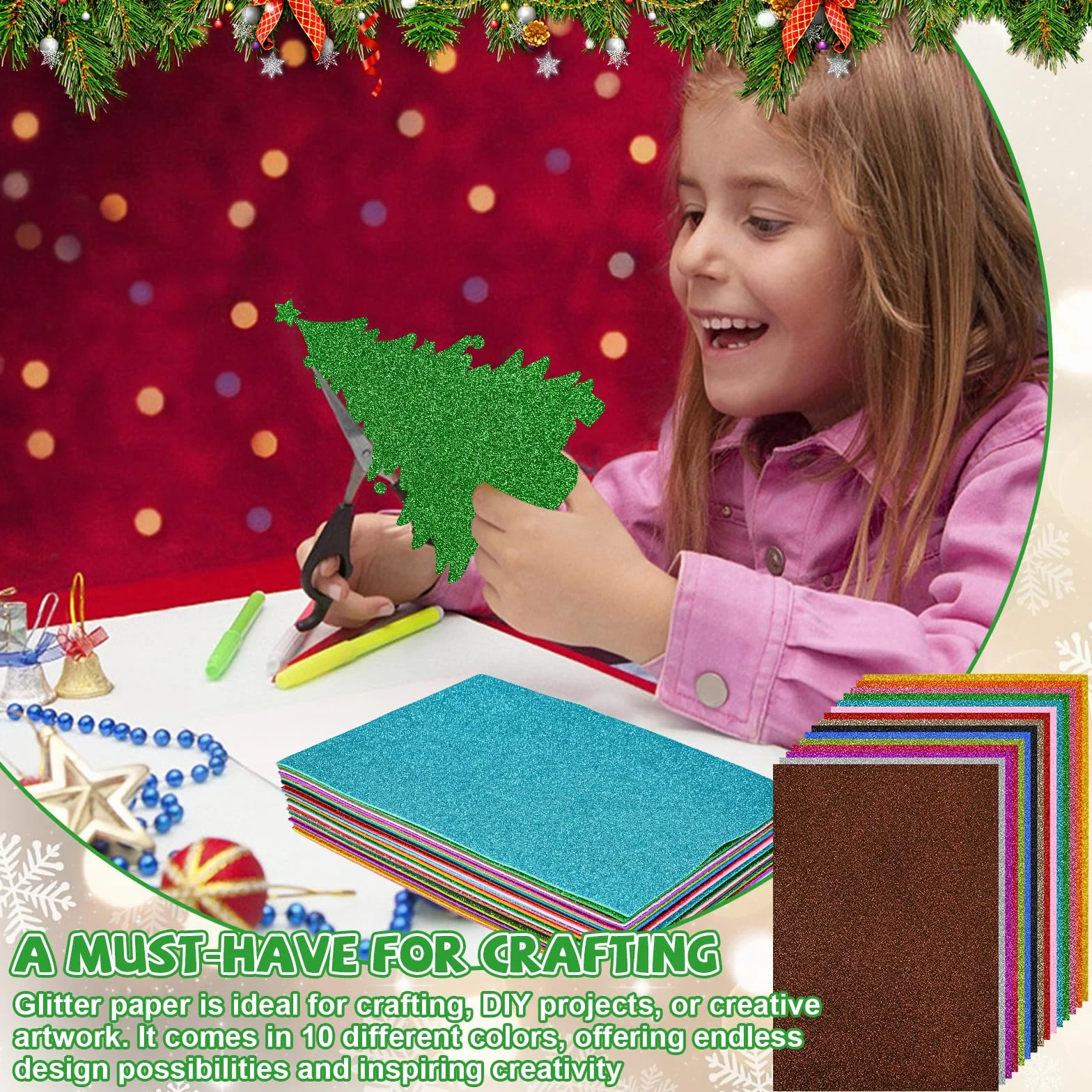Fogli di Gomma Eva Glitterata 2 mm A4 Carta Colorata per Scrapbooking