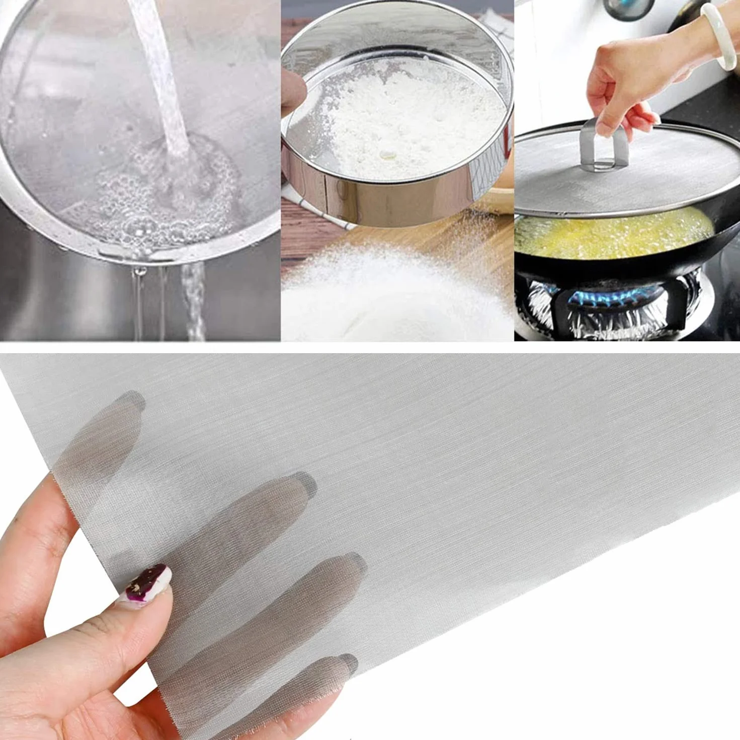 Rete Metallica Tessuta 100 Mesh Acciaio Inox 304, Maglia Fine per Filtrazione Aria, 1x3m Argento