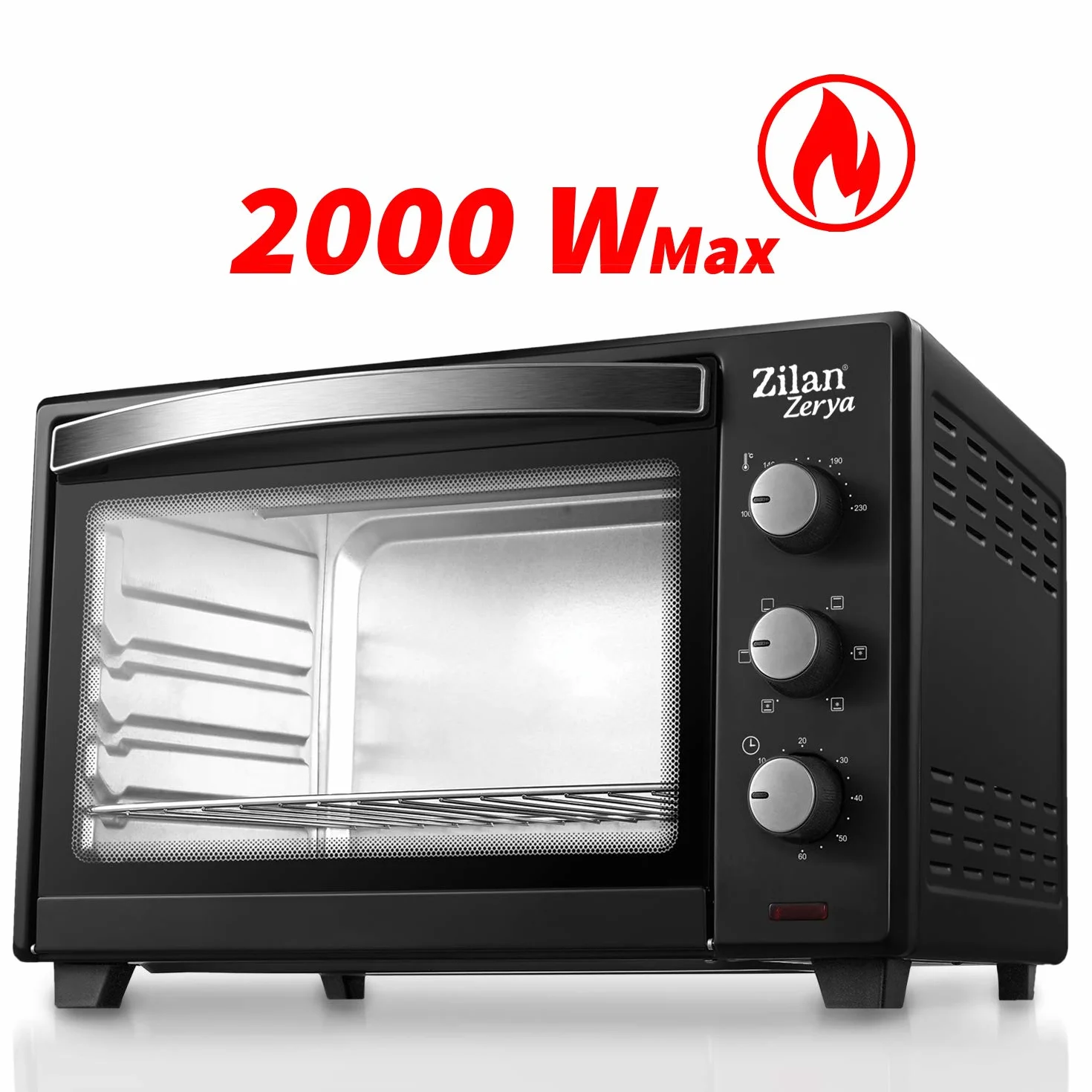 Forno elettrico a convezione Zerya 45 L 2000 W 230° programmabile timer 60 min spegnimento automatico