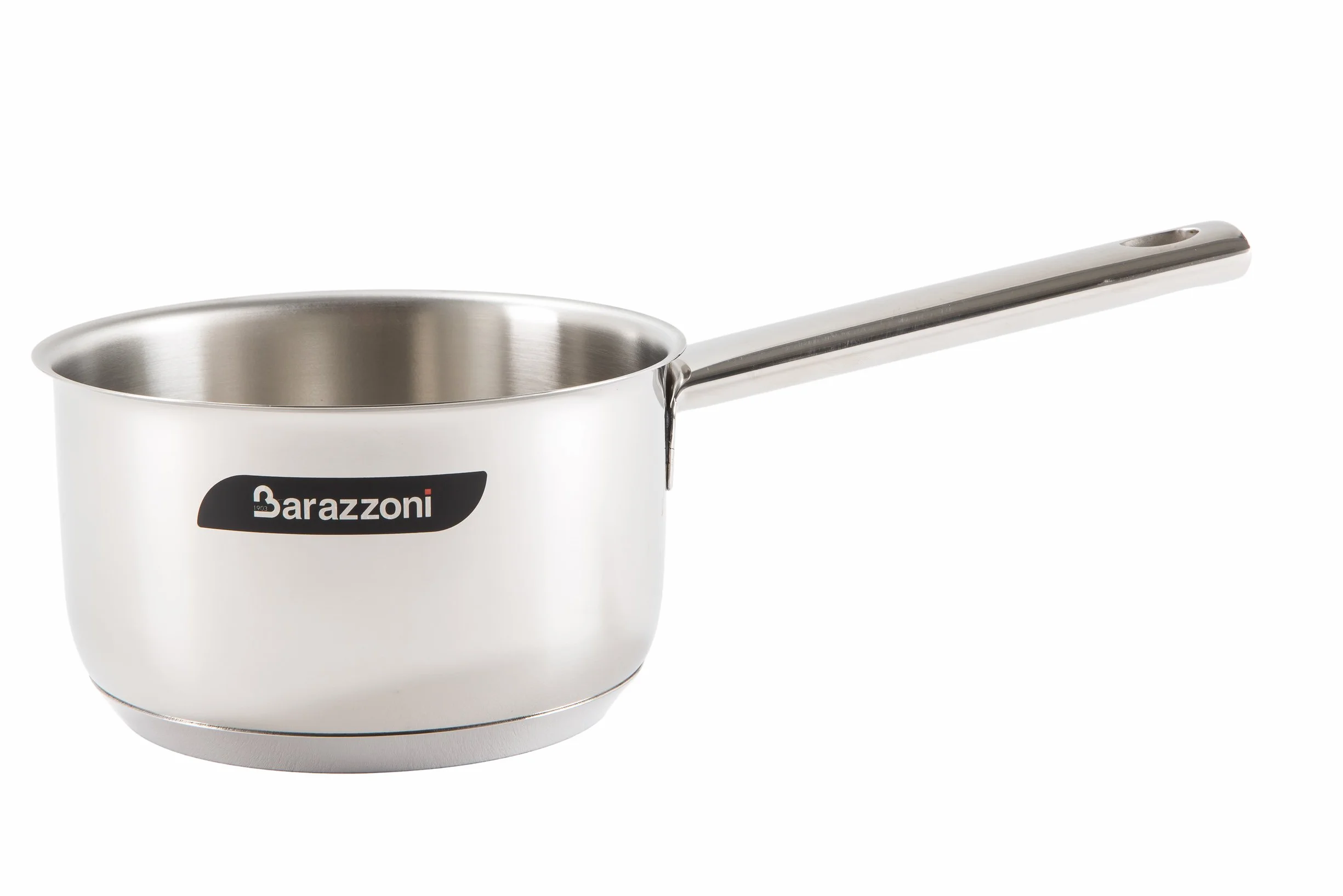 Barazzoni Chef Line Casseruola manico lungo, ø cm 16, capacità 1.5 litri, Made in Italy, Acciaio Inox 18/10, Induzione+Gas, Triplo fondo, PFAS free