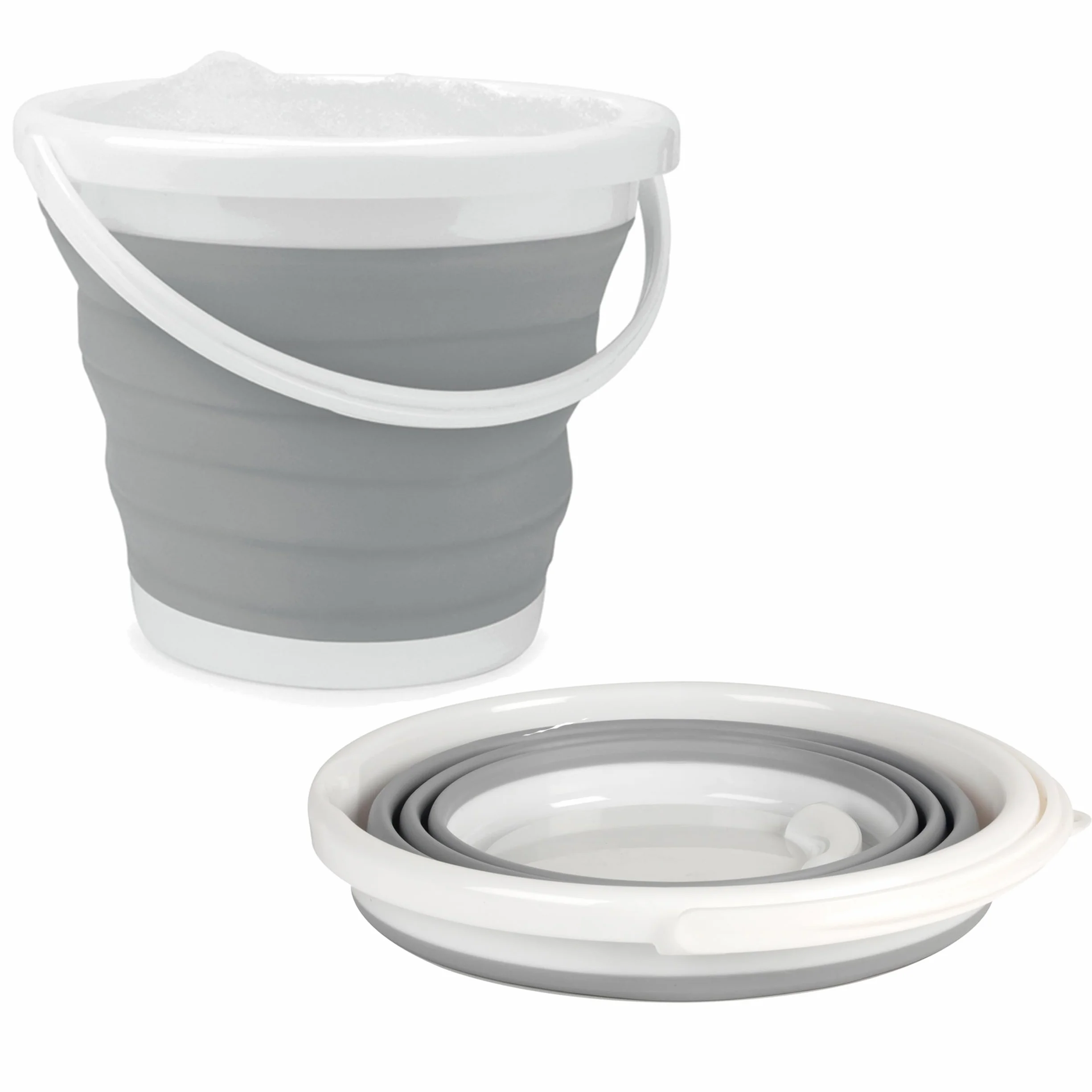 Beldray LA028495GRY Secchio Pieghevole - Vasca Pieghevole Per Stoccaggio Compatto, Uso Interno/Esterno, Pulizia Auto, Plastica Facile Da Pulire Con Maniglia, 10 L, Grigio