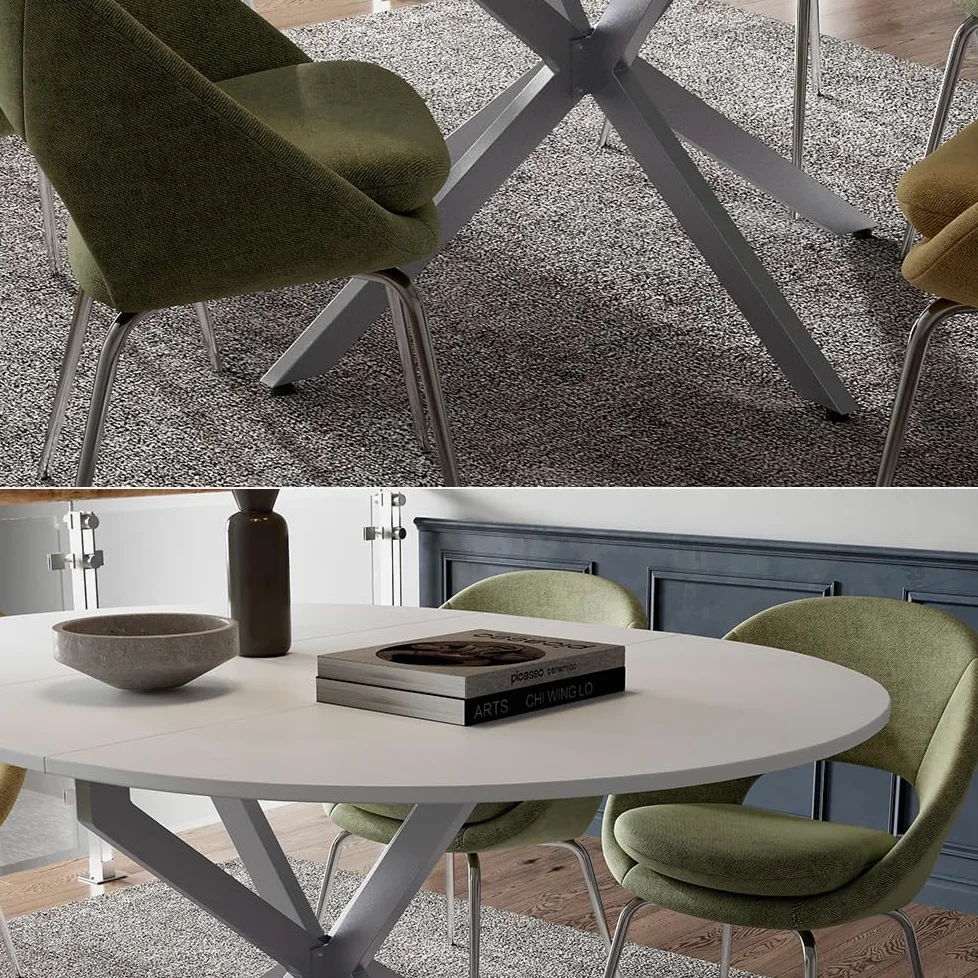 Vicco tavolo da pranzo allungabile Loyd, Bianco/Grigio, 120 x 76.5 cm Estensibile, adatto per l'estensione della superficie del tavolo quando necessario