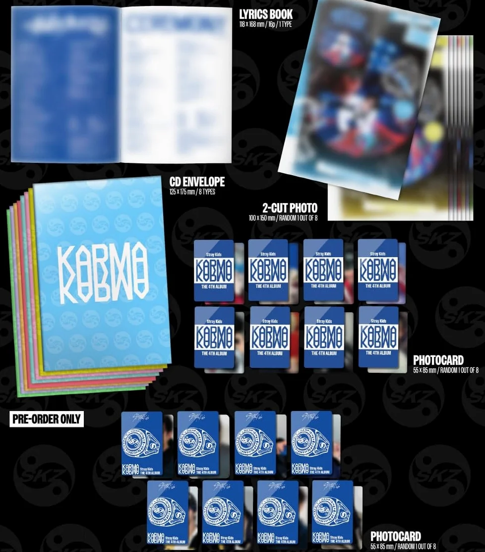 Stray-Kids - Vol.4 Karma Accordion Version CD+Pre-Order Gift (8 Versions Set)