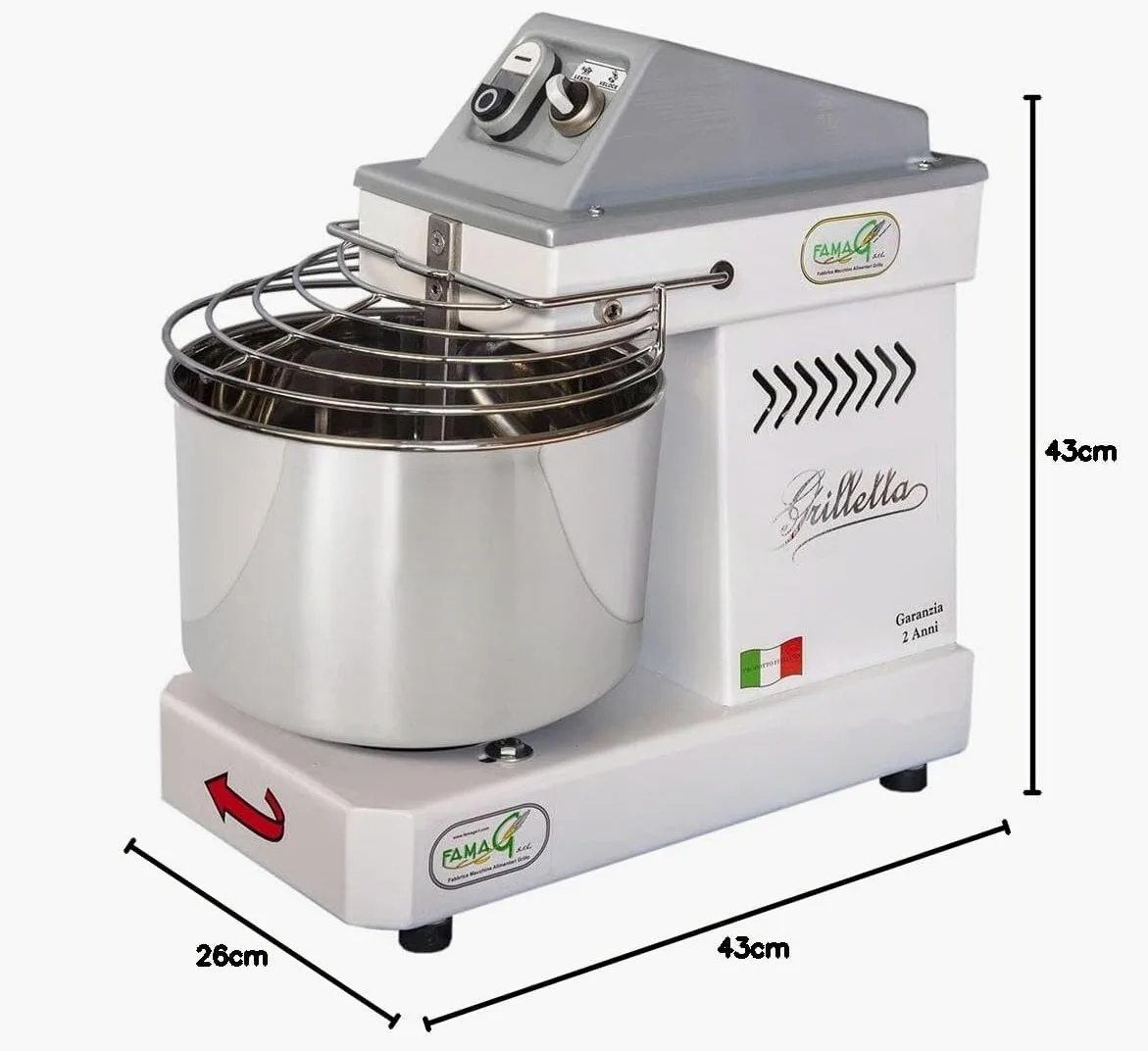 Impastatrice a Spirale Testa Fissa 5Kg 350W Famag Grilletta IM5/230 10 Velocità