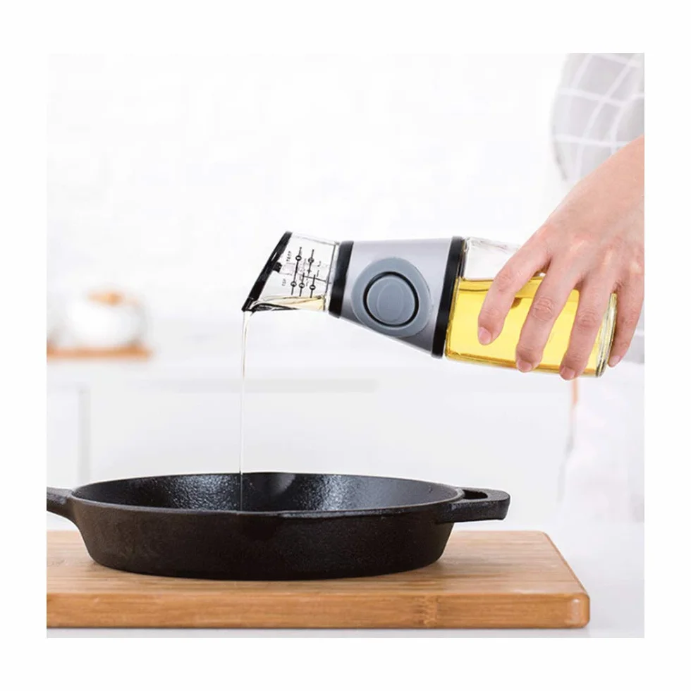 Bottiglie Erogazione Versatore Cucina Ampolla con Beccucci Antigoccia Bottiglia per AcetoMisura Cottura Trasparente Verdure Bilancia Senza Beccuccio (Argento, 250 ml/8,8 oz)