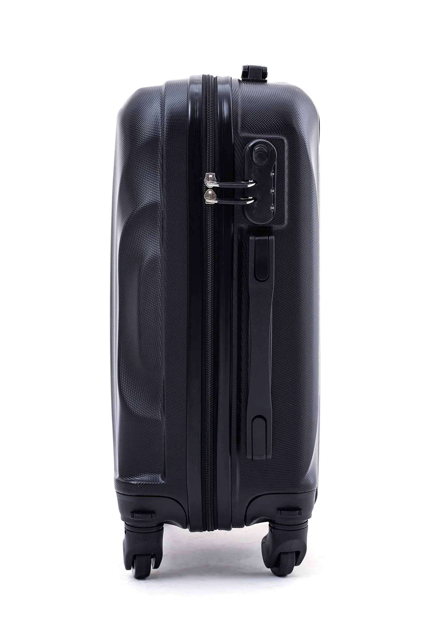 R.Leone Ryanair 55x40x20 cm Valigia Trolley Bagaglio a mano 4 Ruote Ultraleggero ABS Nero