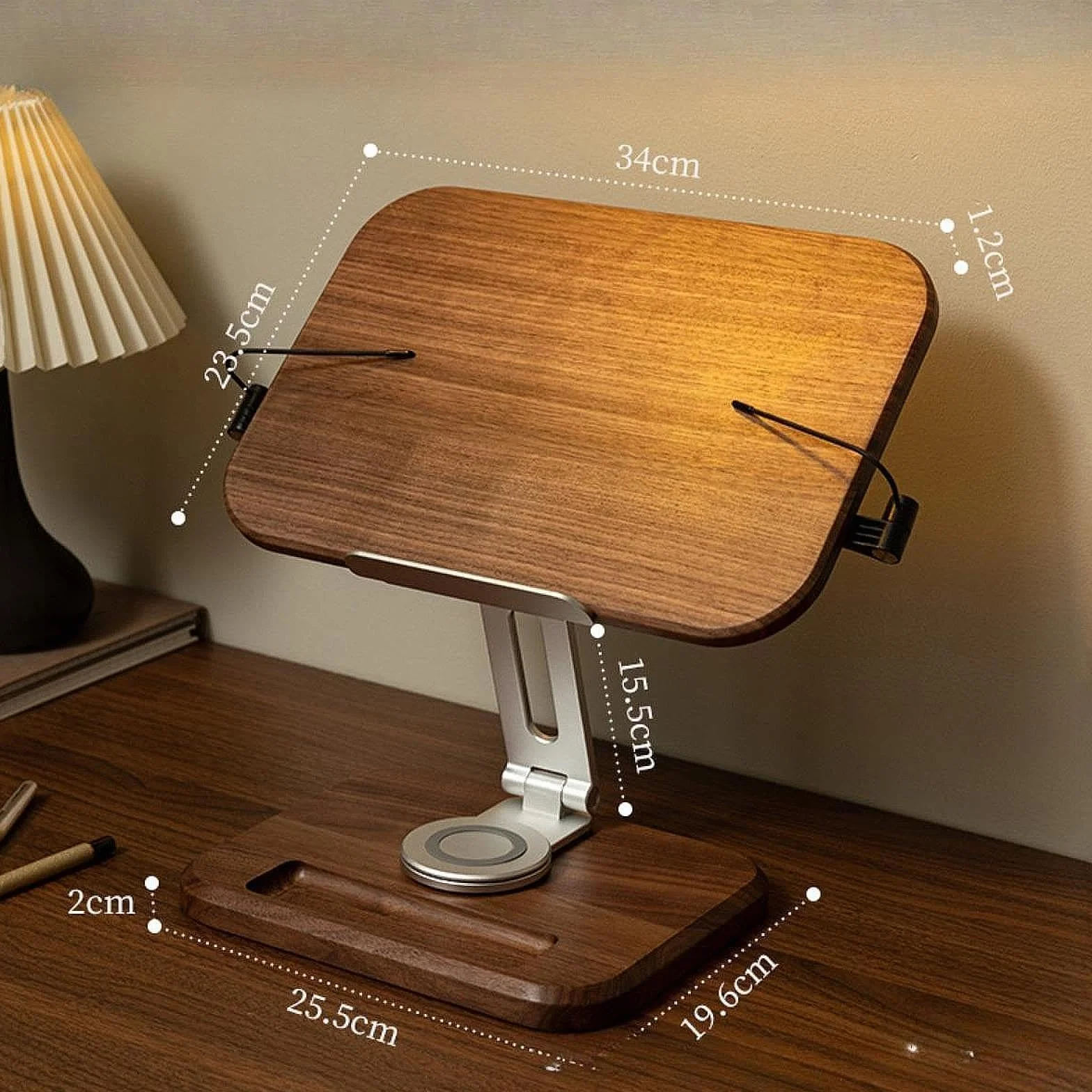 Supporto per Libri da Lettura, Porta Libri da scrivania Girevole in Legno, Staffa Stabile per Computer, Supporto per spartiti Musicali e di Testo.
