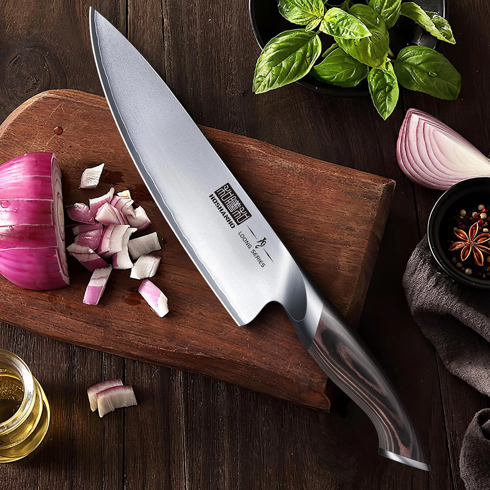 HOSHANHO Set di Coltelli da 5 Pezzi, Set Coltelli da Cucina Giapponesi in Acciaio Inossidabile ad Alto Tenore di Carbonio, Set di Coltelli da Chef Professionali Ultra Affilati