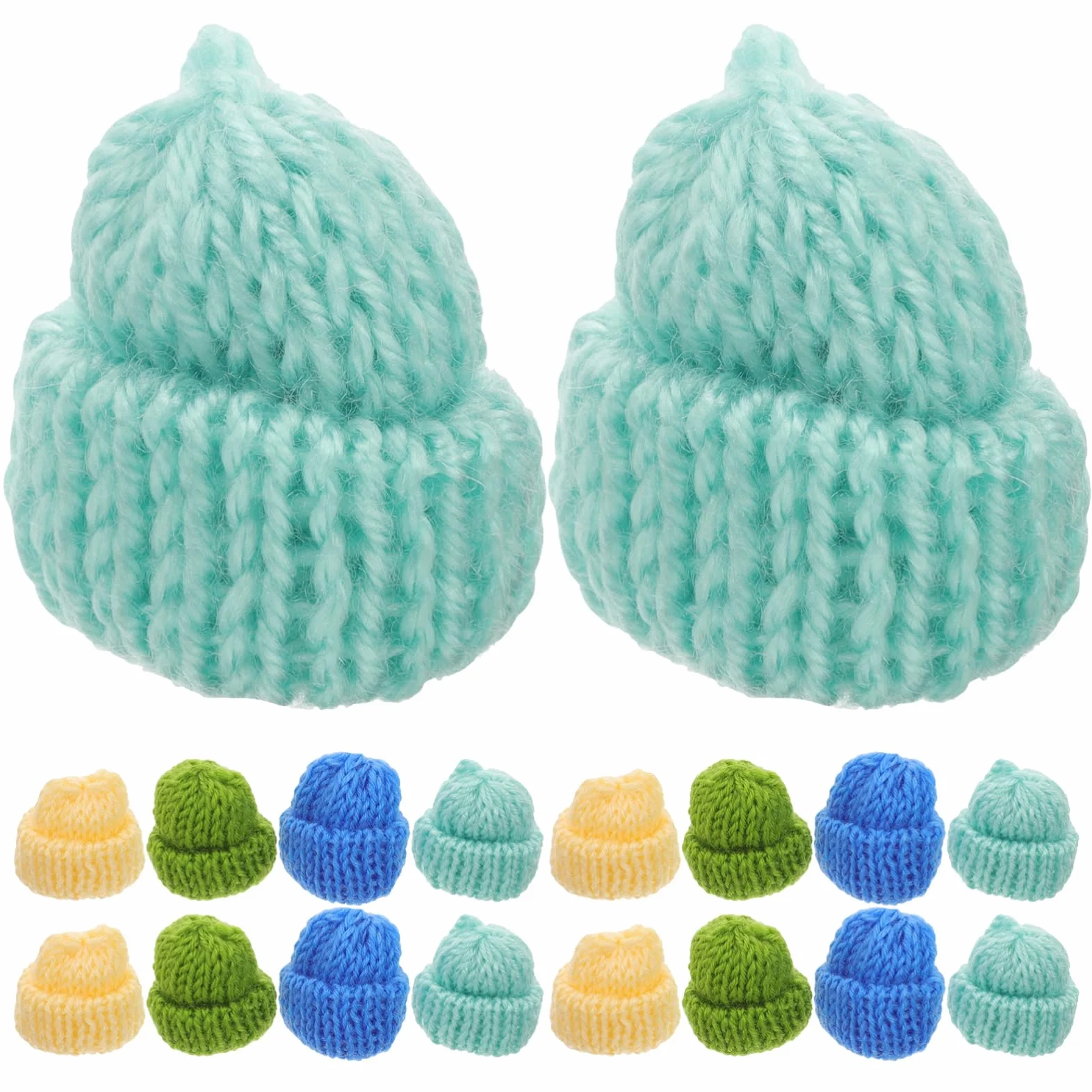 Abaodam Set 20 Pezzi Mini Cappelli Decorativi in Filato Lavorato a Maglia Per Fai Da Te, Accessori Creativi Per Bambini, Decorazioni Per Giocatoli e Progetti Artigianali Scolastici