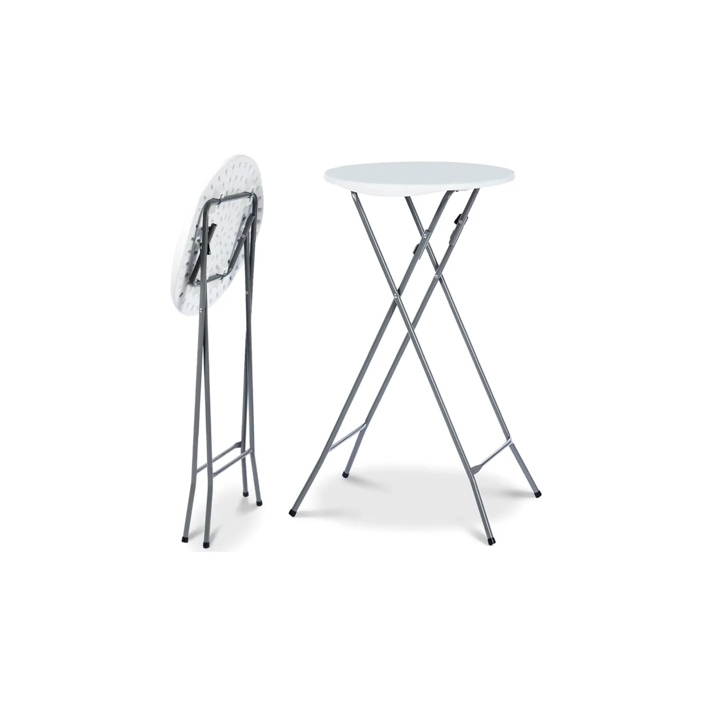 IDMarket - Set di 4 tavoli alti pieghevoli da 105 cm e 4 coperture bianche