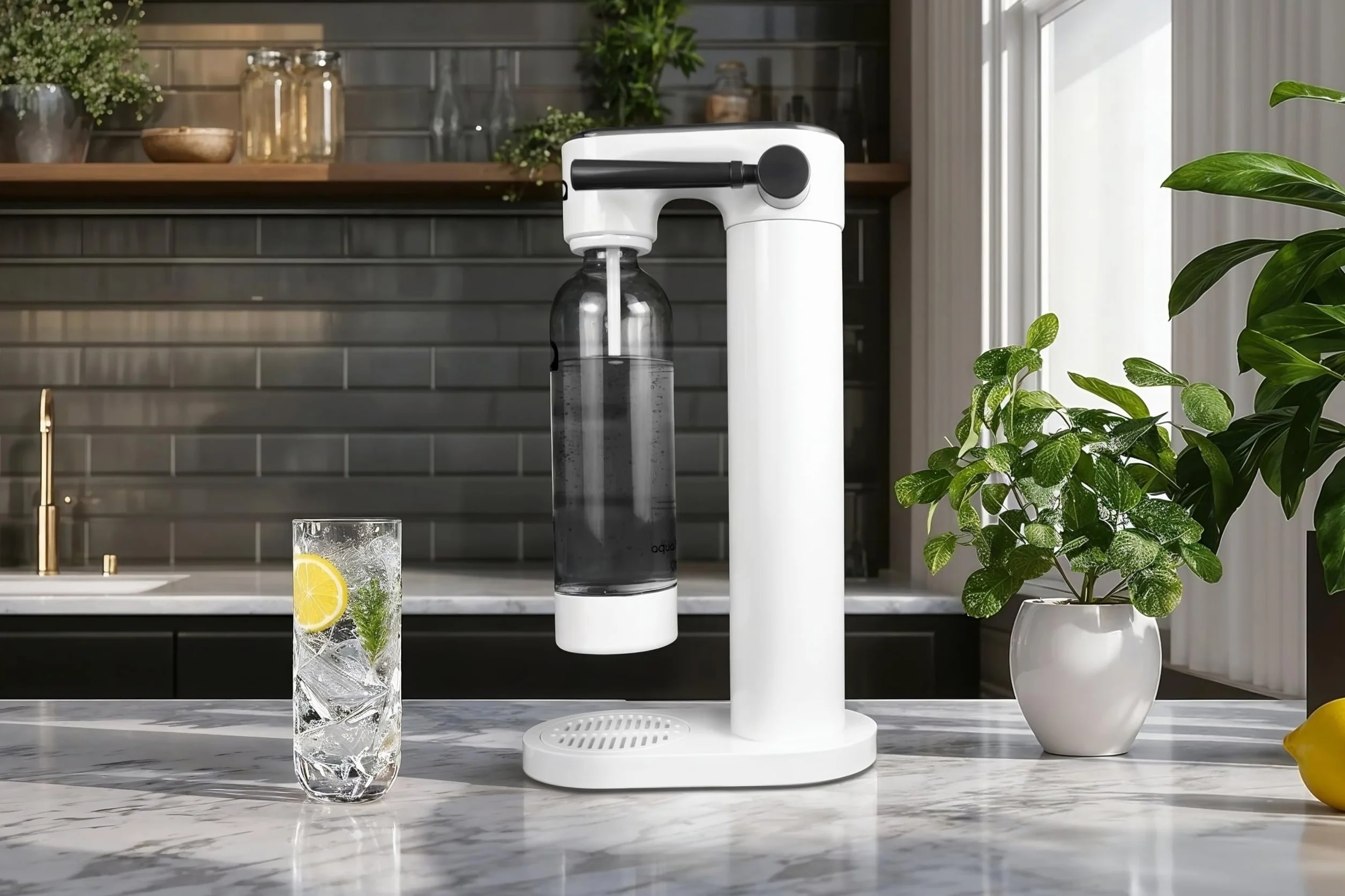 Aquafloow Gasatore per Acqua con Cilindro CO2 2 Bottiglie 800 ml senza BPA – Macchina per Acqua Frizzante senza Elettricità Design Elegante
