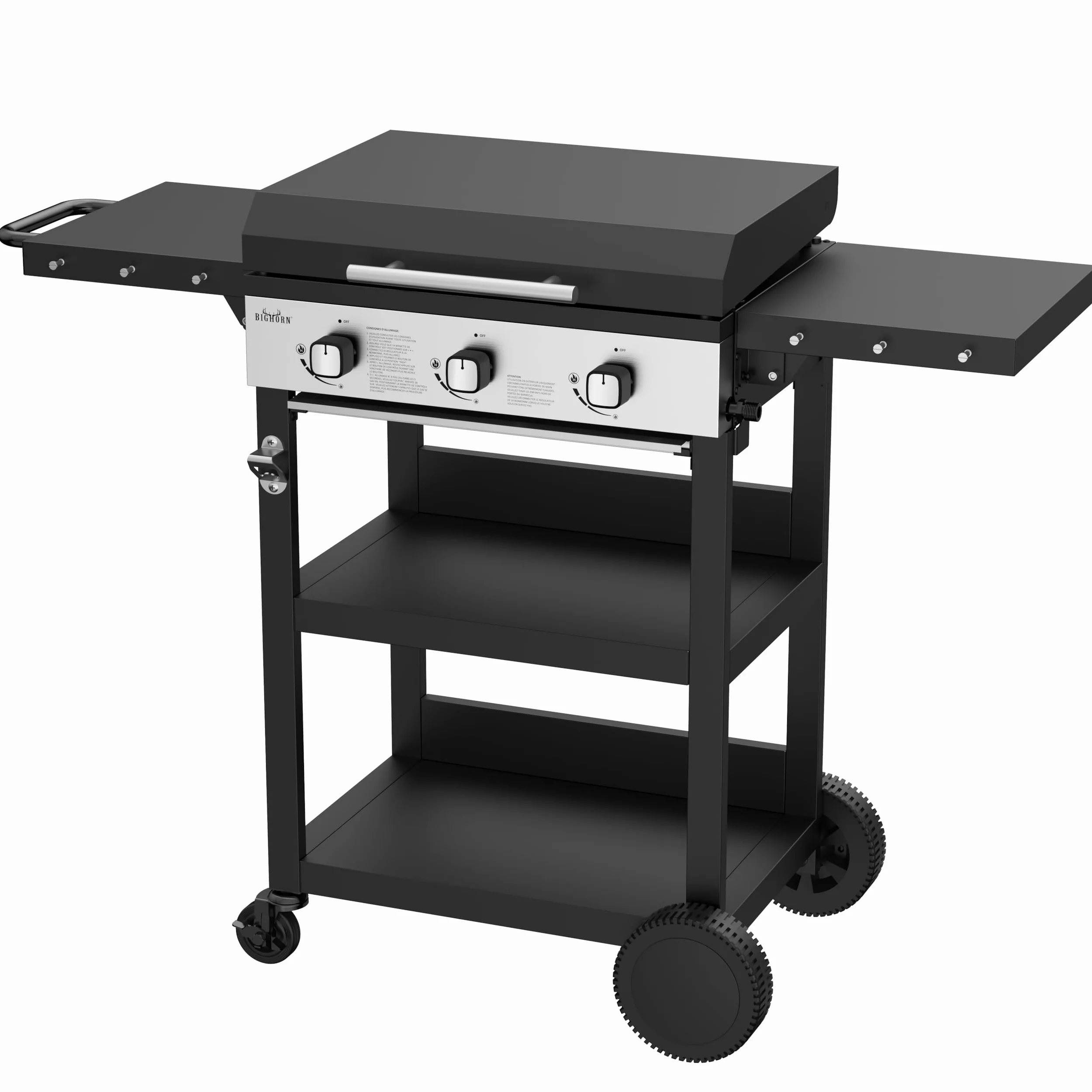 BIG HORN Piastra a gas con 3 bruciatori con carrello e coperchio; 7.2 kW
