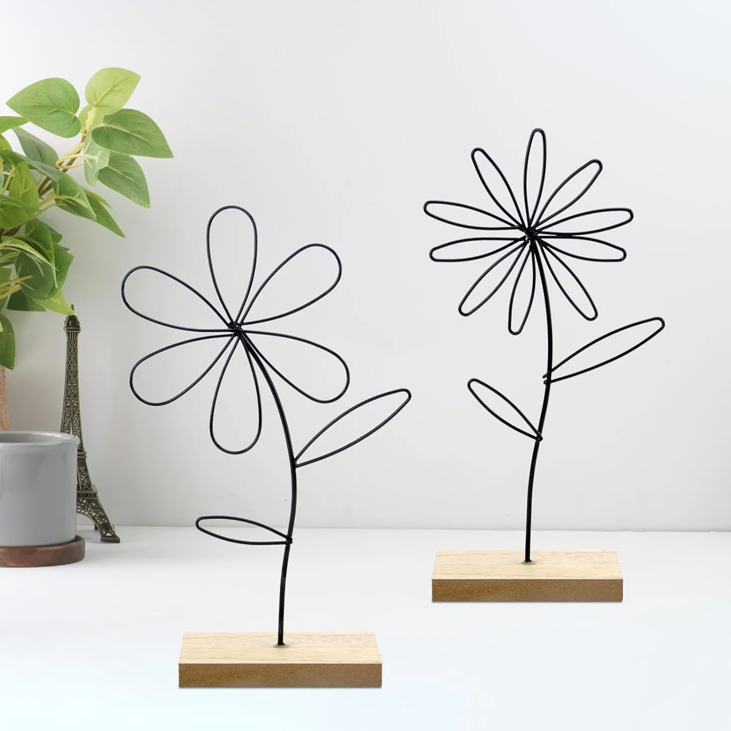 VOSSOT Set di 2 espositori floreali in metallo su base in legno
