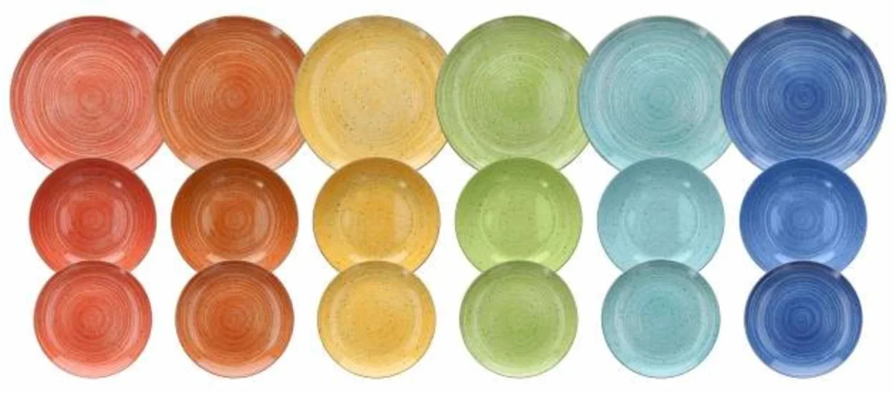 Tognana Kaleido, Servizio Piatti per 6 persone, 18 Pezzi, Porcellana, Multicolore