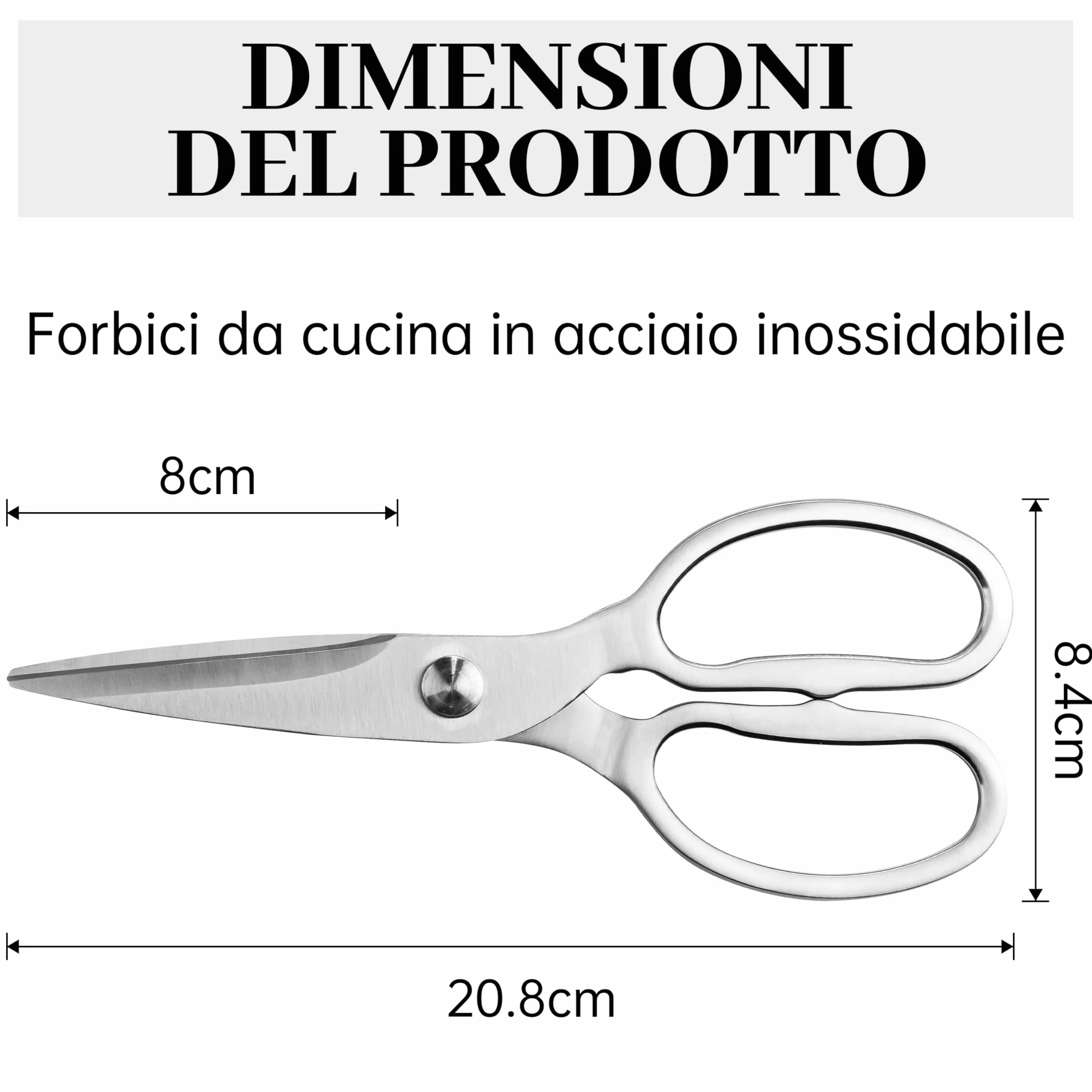 Plys Forbici da Cucina Acciaio Inox: Argento Trinciapollo Professionale Forbici Acciaio Attrezzi