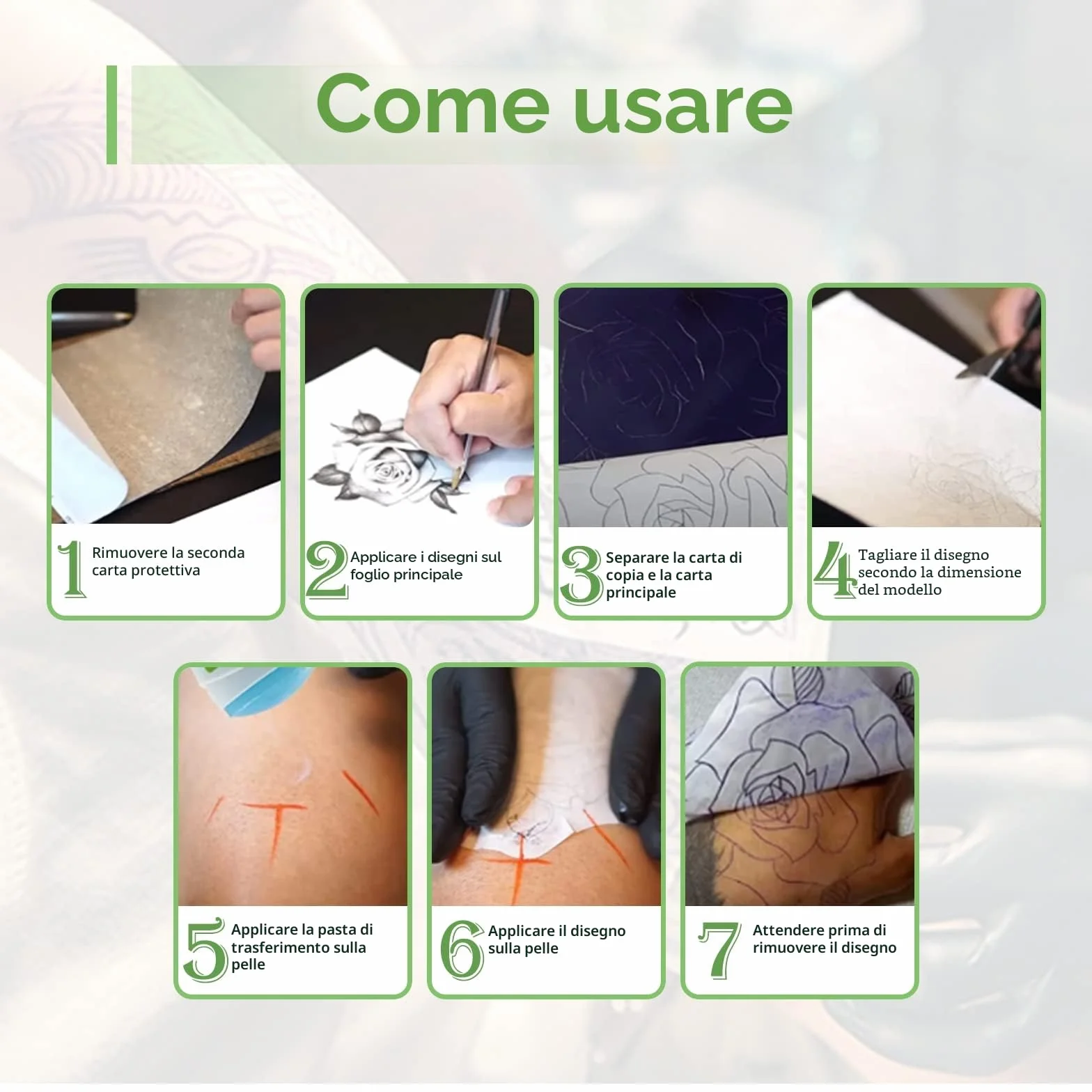 Fogli per Tattoo Stencil, 20pcs Transfer Paper Carta Termica