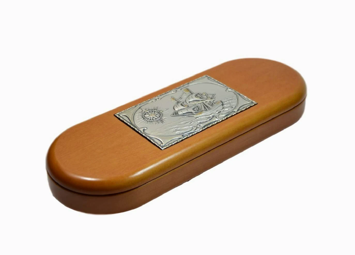 Acca Cofanetto Scatola Porta Penne portaoggetti da scrivania in Legno Artigianale con Scultura in Argento 925