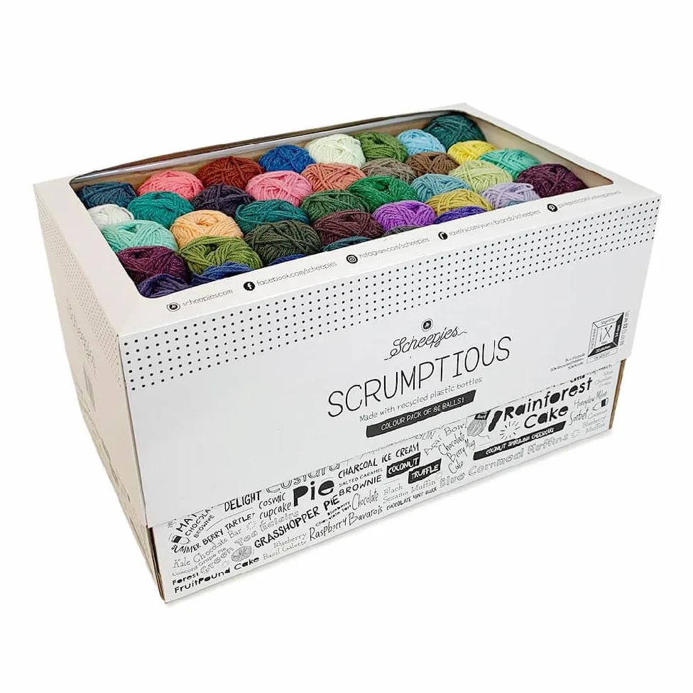 Scheepjes - Scheepjes Scrumptious Color Pack: tuffati nella creatività con 80 mini palle, 30 g ciascuna, che esplode con sfumature stimolanti