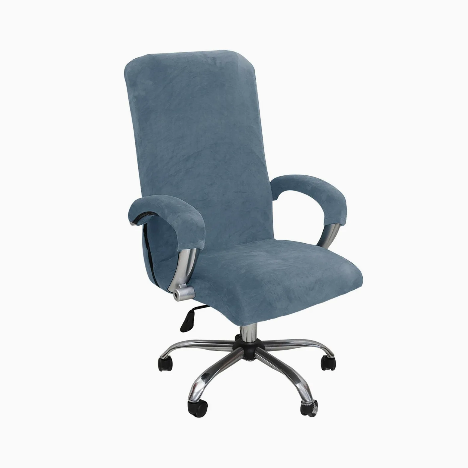 Coprisedia in velluto antiscivolo per sedia da ufficio, protezione elastica per sedie da scrivania, bianco e blu, di grandi dimensioni, elegante e perfetto per uso domestico e ufficio
