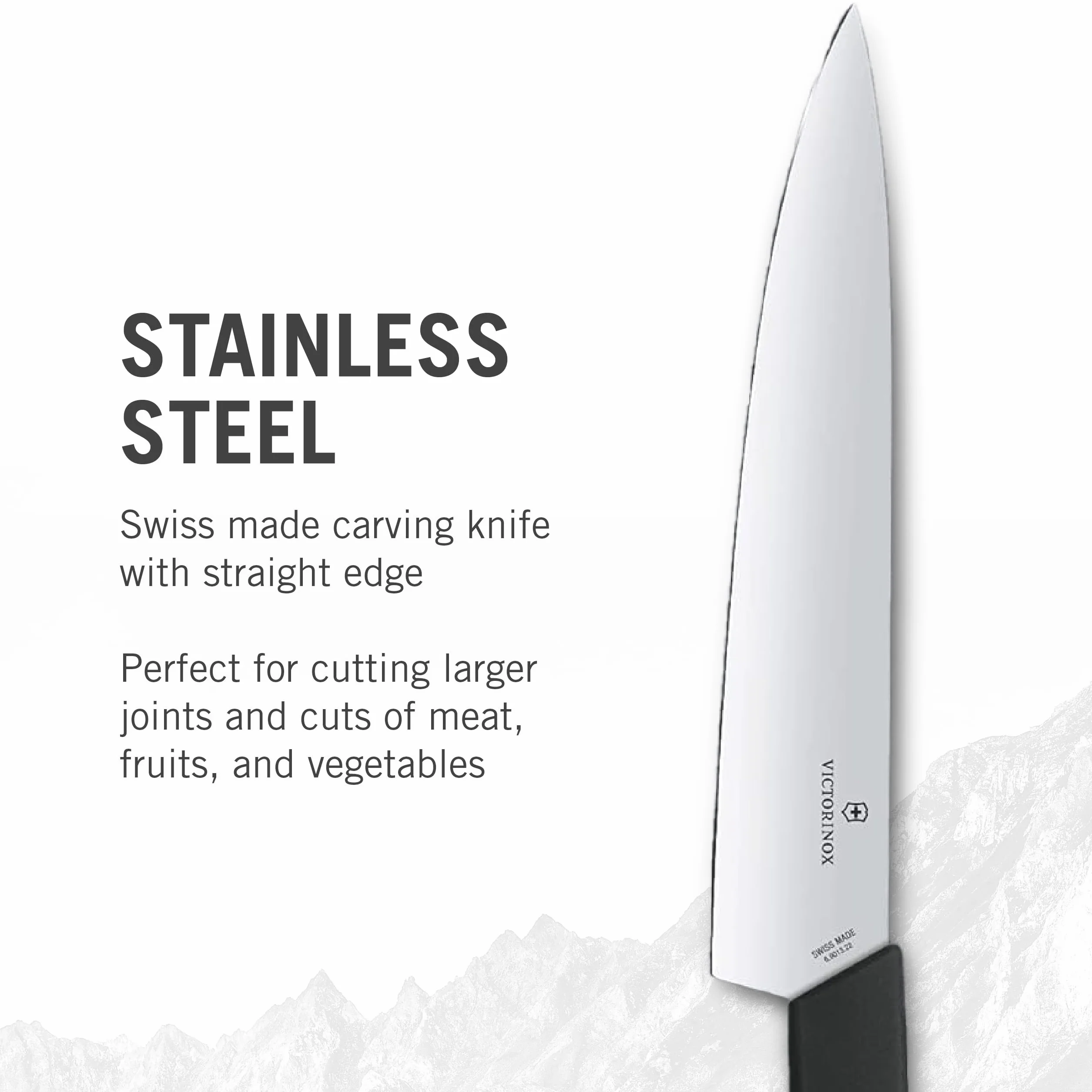 Victorinox Swiss Modern, coltello professionale da intaglio, lama extra affilata, 22 cm, manico in plastica, acciaio inox, nero