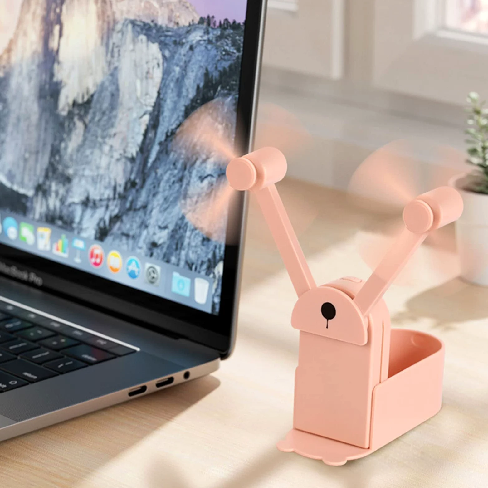 Doppio ventilatore portatile ricaricabile – Ventilatore USB portatile pieghevole per viaggi, attività all'aperto, uso personale – Design compatto e leggero per comodità