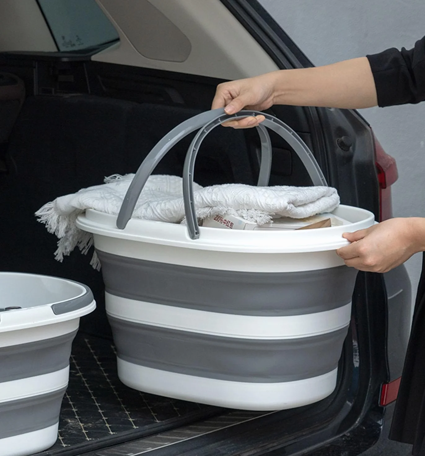 Secchio Pieghevole 16L con Manici, Secchio per Pulizie Silicone Richiudibile Salvaspazio per Lavaggio Camping, Bacinella Portatile per Casa & Auto, 4,2 Galloni Secchio Plastica Compatto Multifunzione