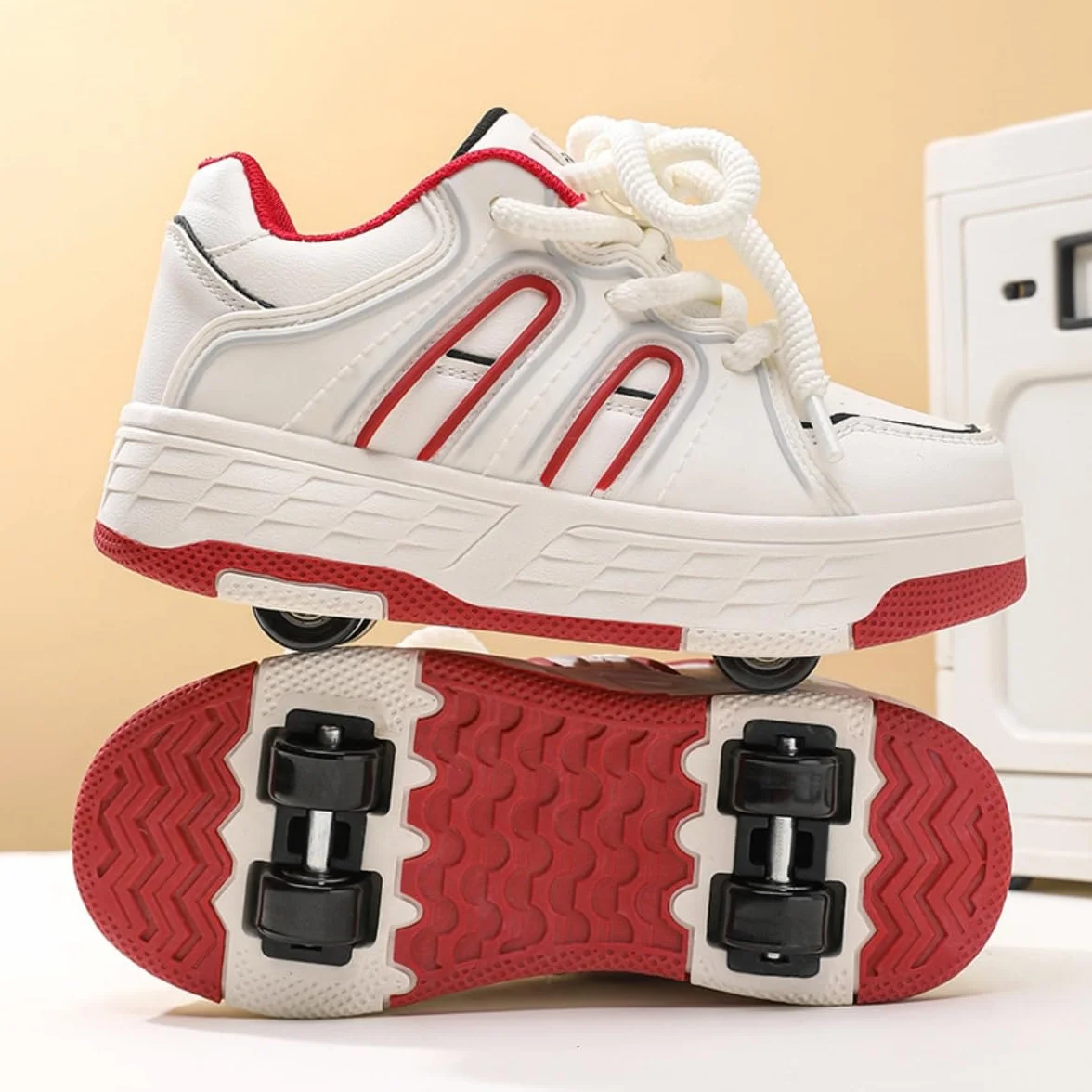 Scarpe con Rotelle 2 in 1 per Bambina e Bambino, Sneakers da Skate con 4 Ruote Rimovibili