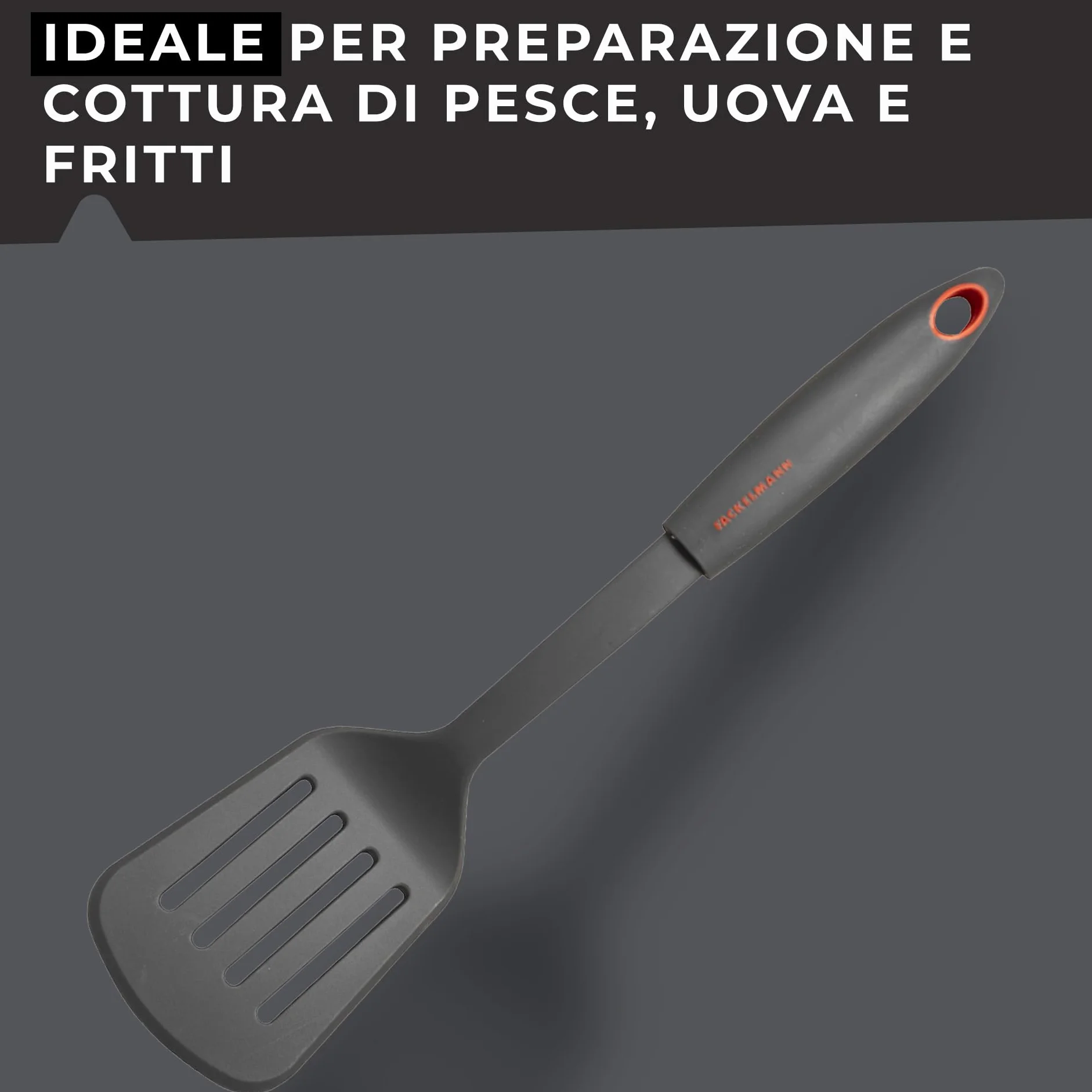 Fackelmann Paletta Forata, Nylon, Grigio Antracite e Rosso