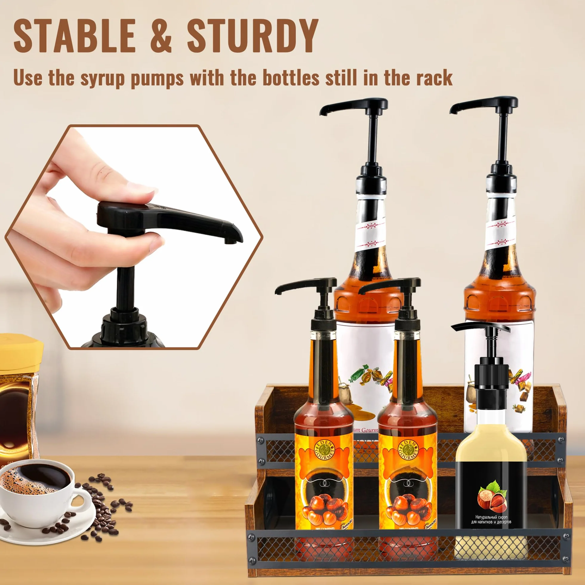 Espositore per bottiglie di liquori, scaffale per sciroppo di caffè, organizer a 2 ripiani per liquori e vino, mini scaffale per 8 bottiglie, per liquori e whisky, organizer per stazioni di caffè