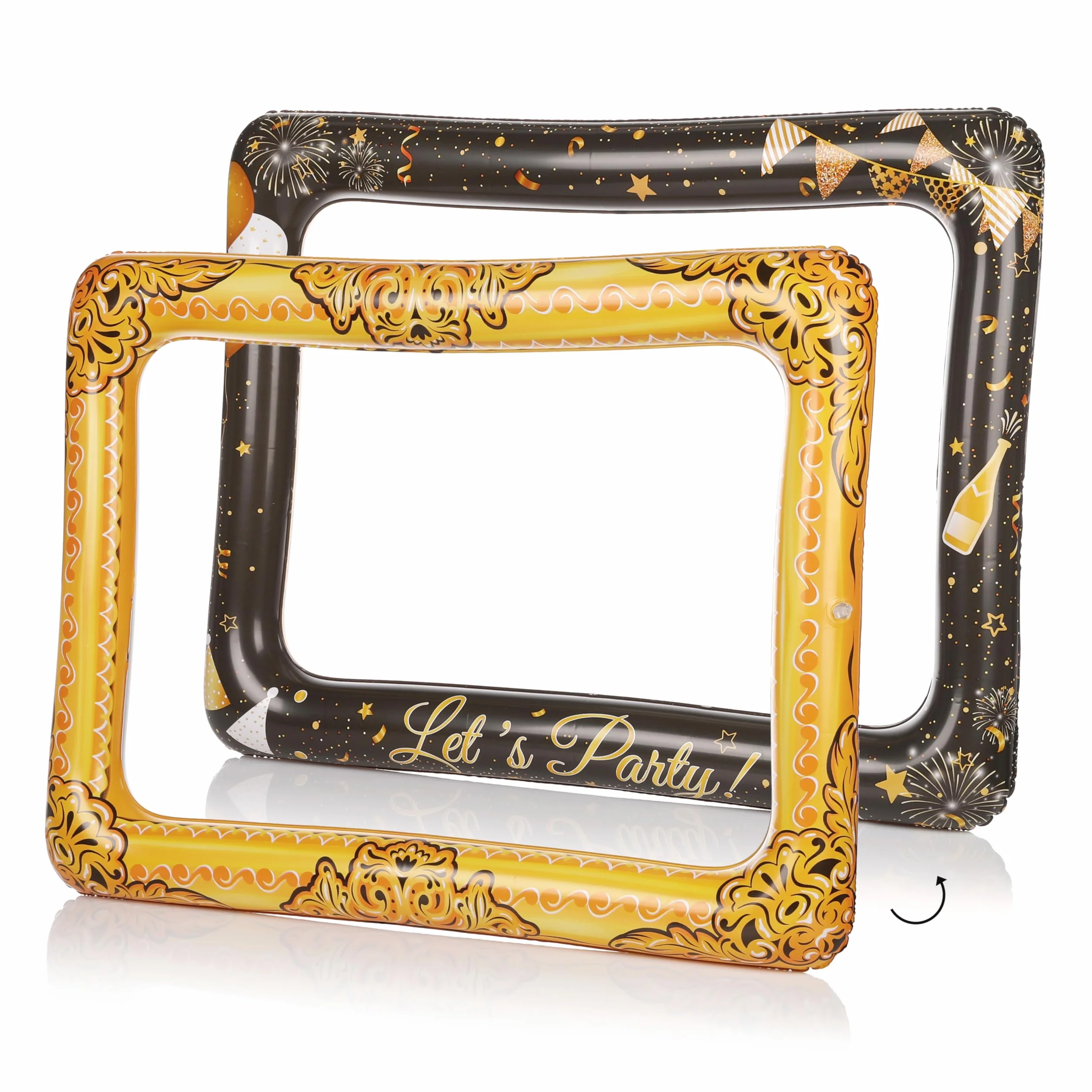 FunX Cornice portafoto gonfiabile 80 x 60 cm - Accessorio per photo booth oro e nero
