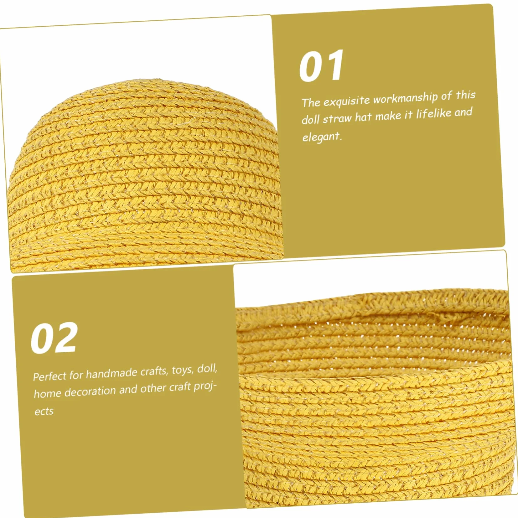 BESTonZON Cappello di Paglia Giallo per Bambola, Accessorio Costume Fatto a Mano e Atmosfera, per Mini Casa e Decorazione Artigianale