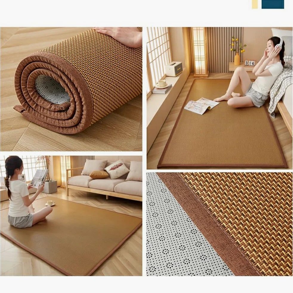 Materasso Tatami tradizionale giapponese, materasso da pavimento, materassi Futon Tatami in rattan naturale, tappetini da meditazione for pavimento, futon estivo traspirante for dormire, sedersi, yoga