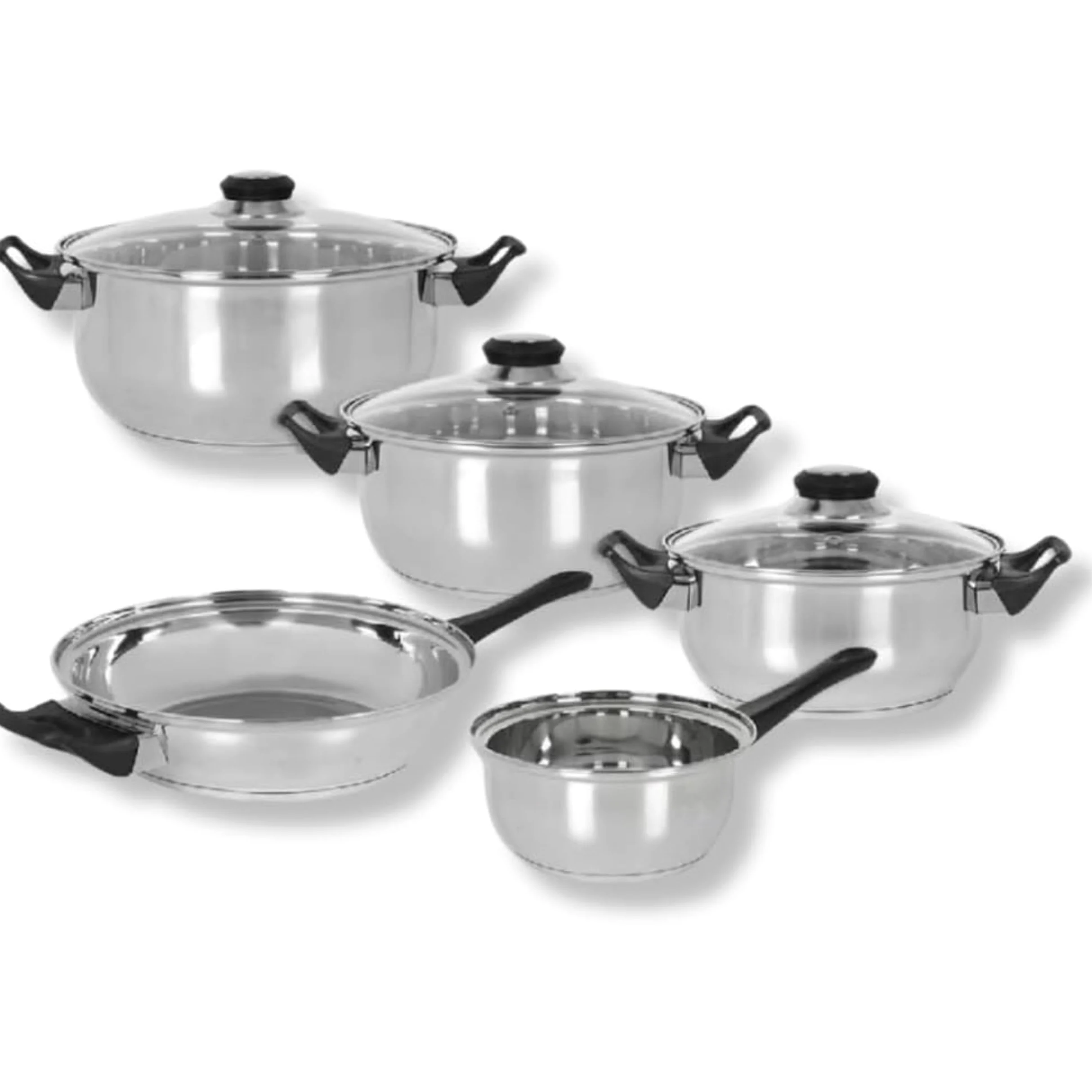 PARENCE.- Set di pentole a induzione in acciaio inox da 8 pezzi - Set di pentole e padelle con coperchi in vetro - Compatibile con tutti i bruciatori