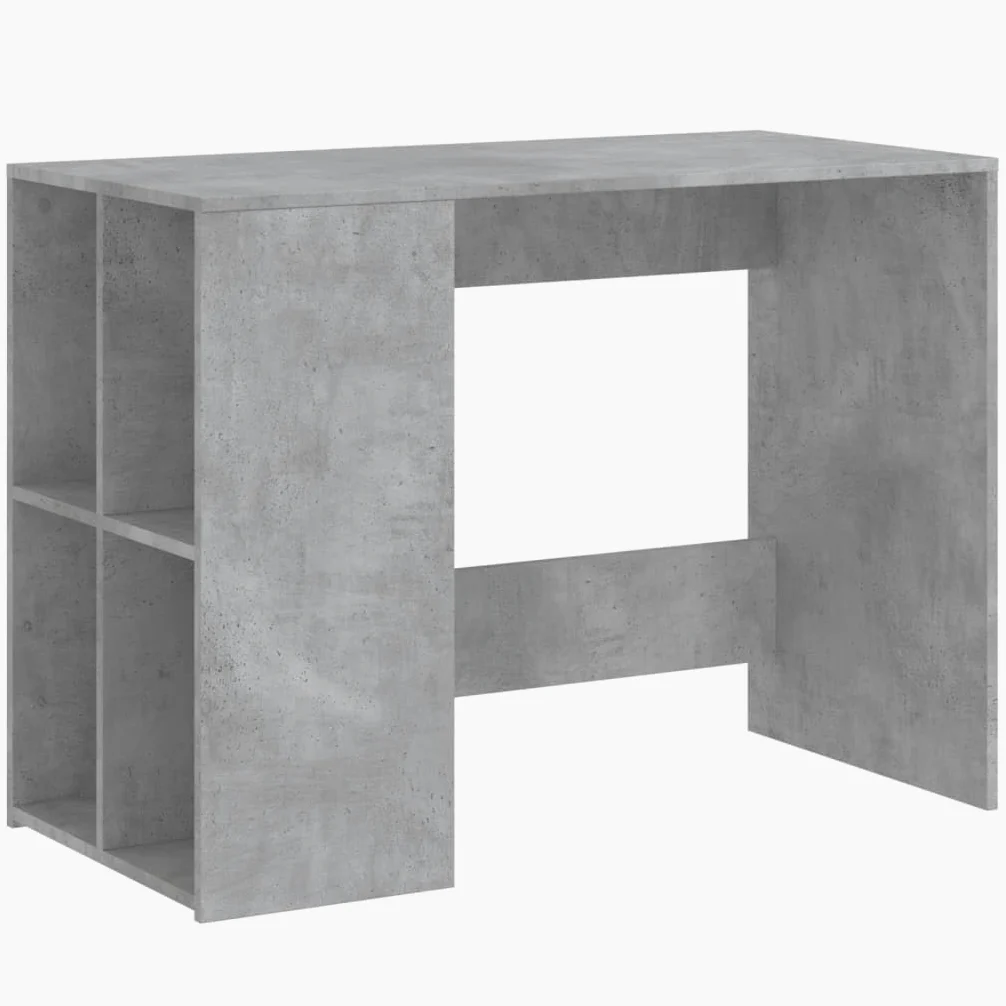Scrivania in legno grigio cemento, 102 x 50 x 75 cm, scrivania per computer con piano stabile per laptop e decorazione, scrivania da ufficio con ampio spazio per raccoglitori e documenti