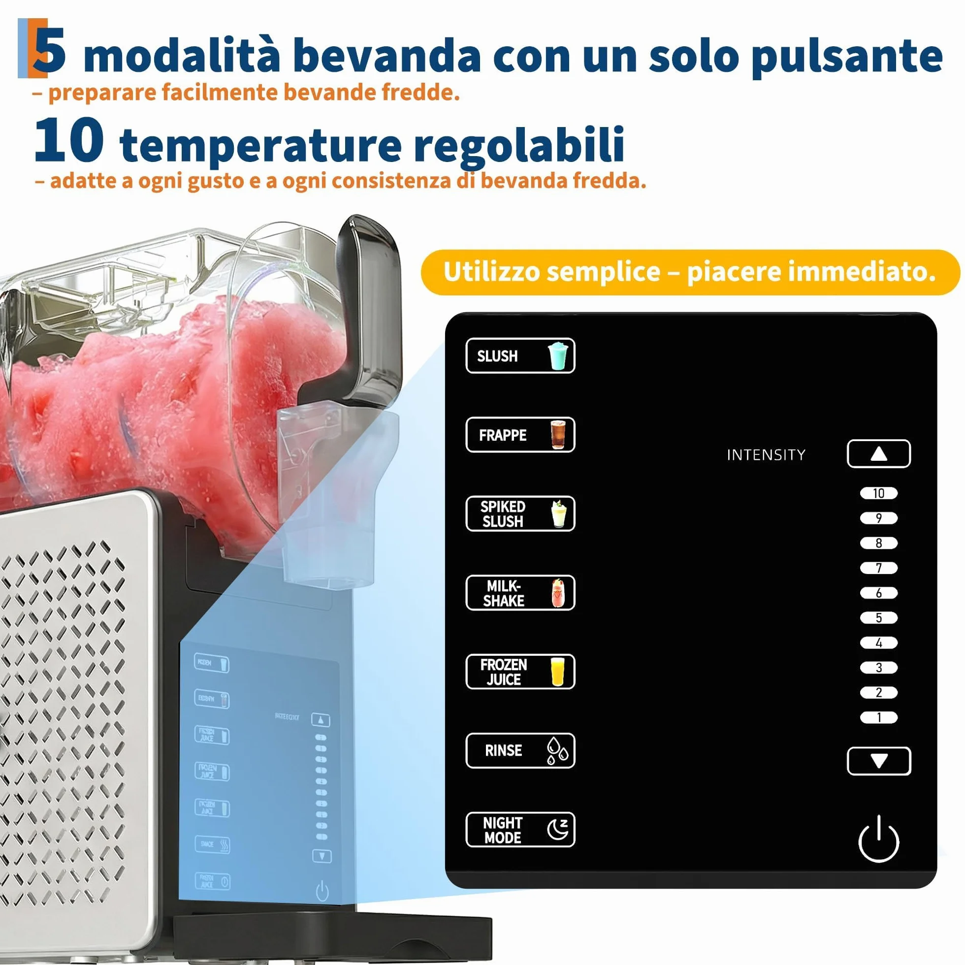 Macchina per Granite 1,9L Grande Capacità RapidChill 5 Programmi Autopulizia Slushie Frappé Milkshake Cocktail