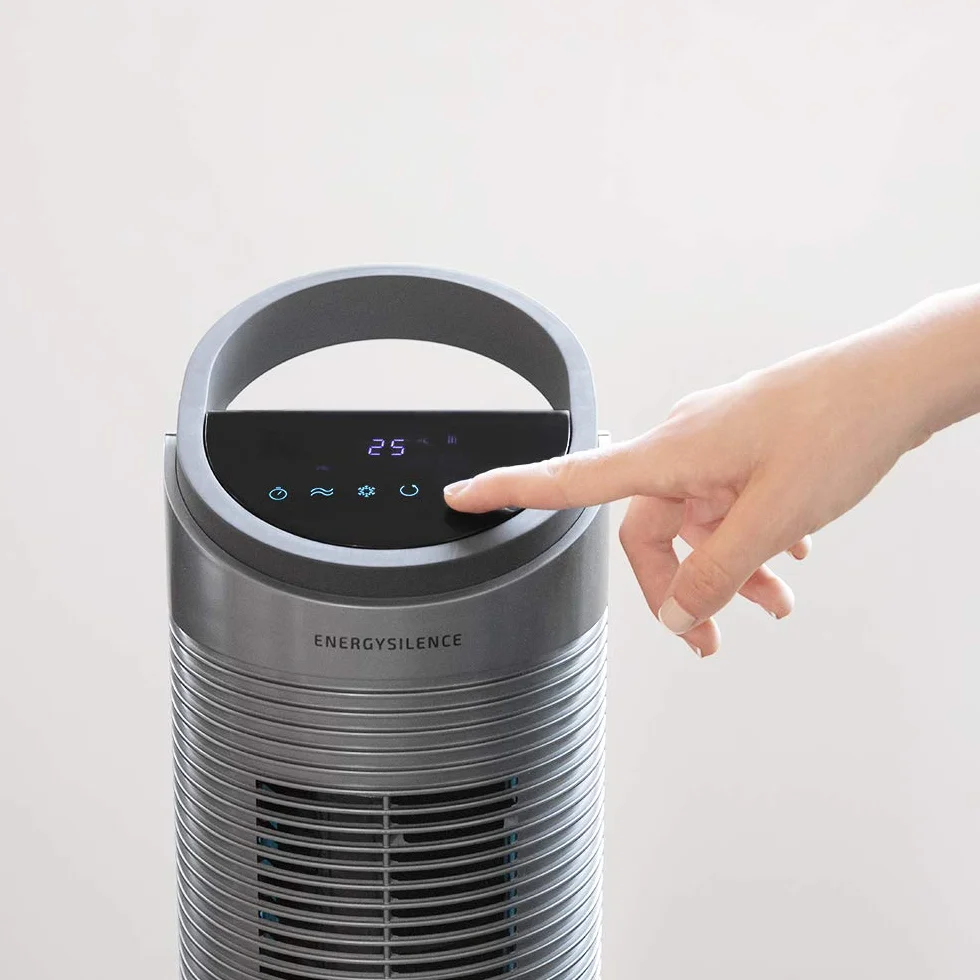 Cecotec Condizionatore a evaporazione EnergySilence 2000 Cool Tower Smart. Potenza 60 W, Serbatoio Estraibile da 2 L, 3 velocità, 3 modalità con Oscillazione, Timer, Controllo Touch