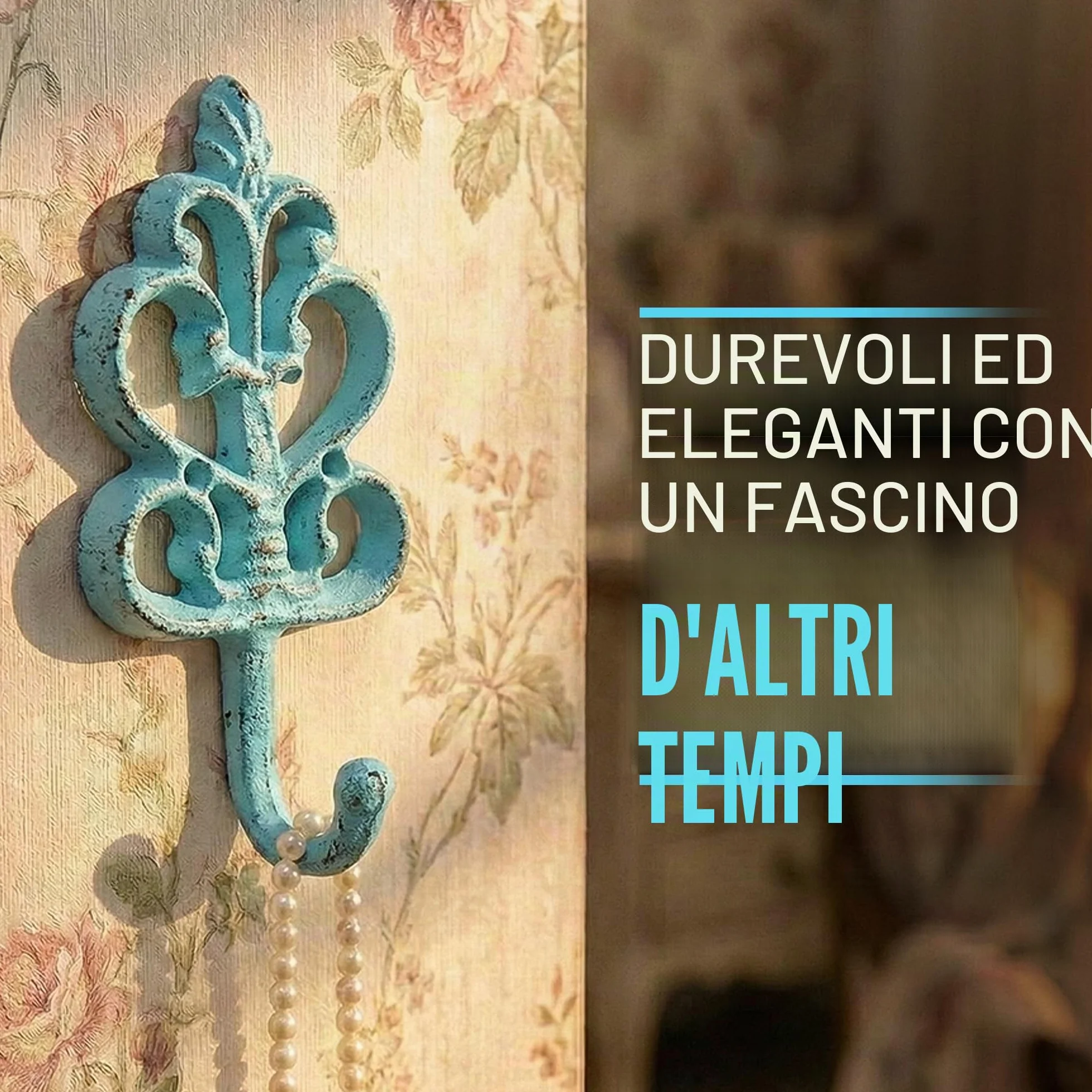Comfify Ganci decorativi da parete in ghisa, stile rustico, set da 3, blu