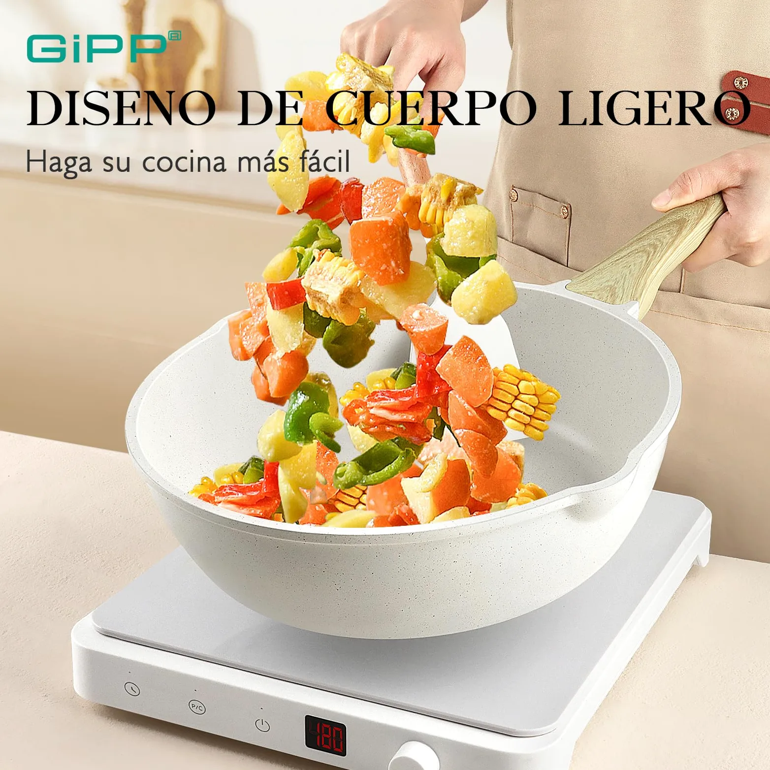 GiPP Set di Pentole e Padelle con Rivestimento Antiaderente - 21 Pezzi Induzione Set di Pentole Con Spatola Cucchiaio, Atossico, Adatto a Diversi Tipi di Fornelli