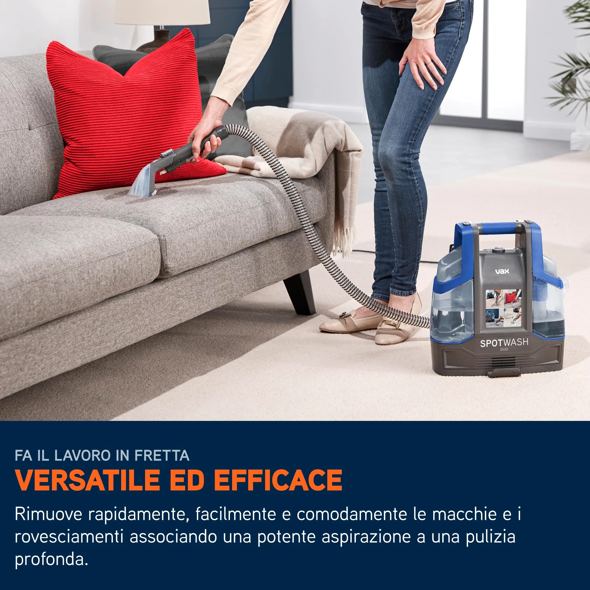 Vax SpotWash Duo smacchiatore per tappeti e tessuti con accessorio per animali domestici e strumenti per uso quotidiano. Lavapavimenti per pavimenti, divani, auto, scale. Pulitore domestico portatile