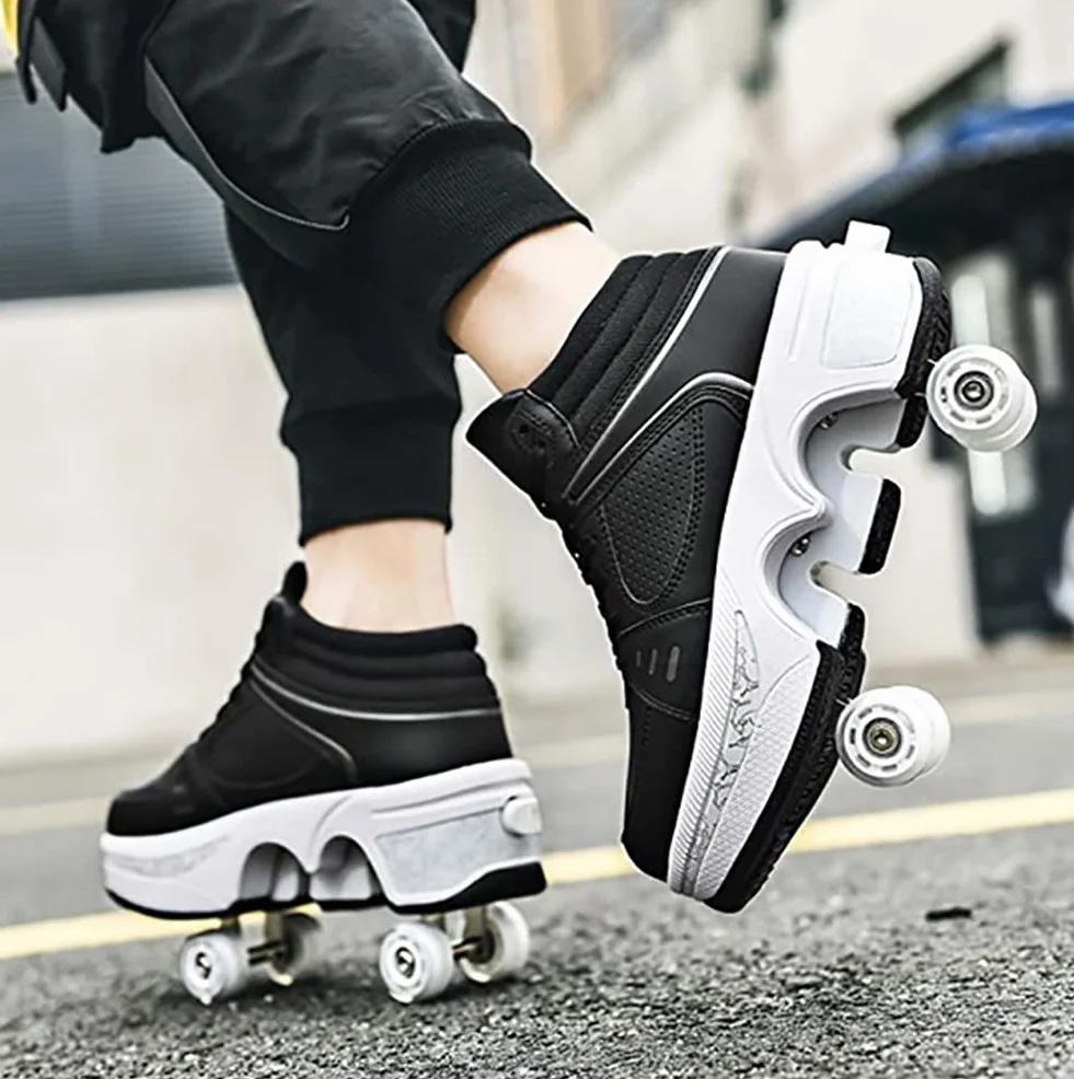 Pattini a rotelle regolabili con ruote LED luminose per scarpe sportive