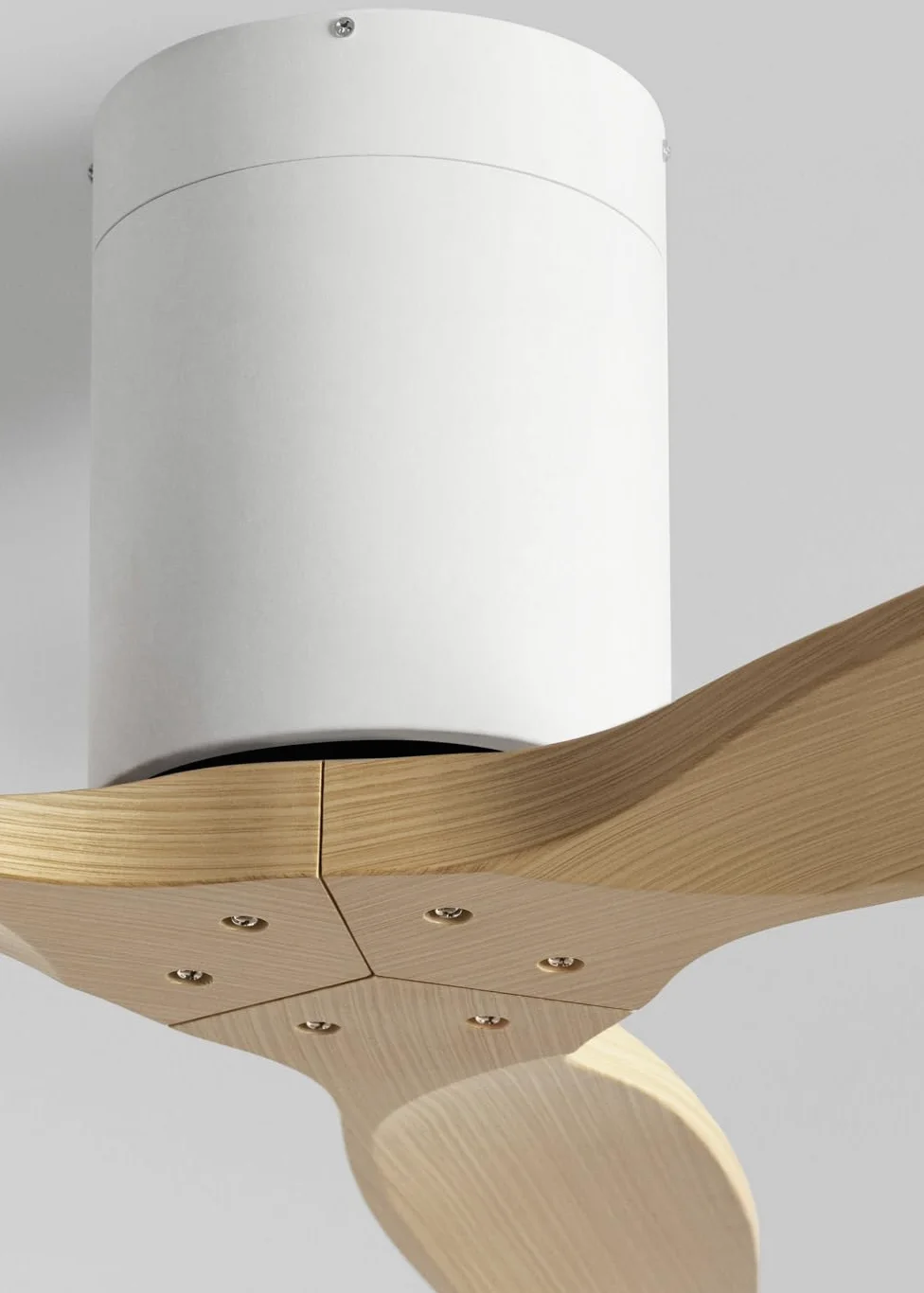 CREATE / WINDCALM S/Ventilatore da soffitto ABS bianco pale effetto legno chiaro con telecomando / 40W, Silenzioso, Ø112 cm, 6 velocità, temporizzatore, funzione estate-inverno