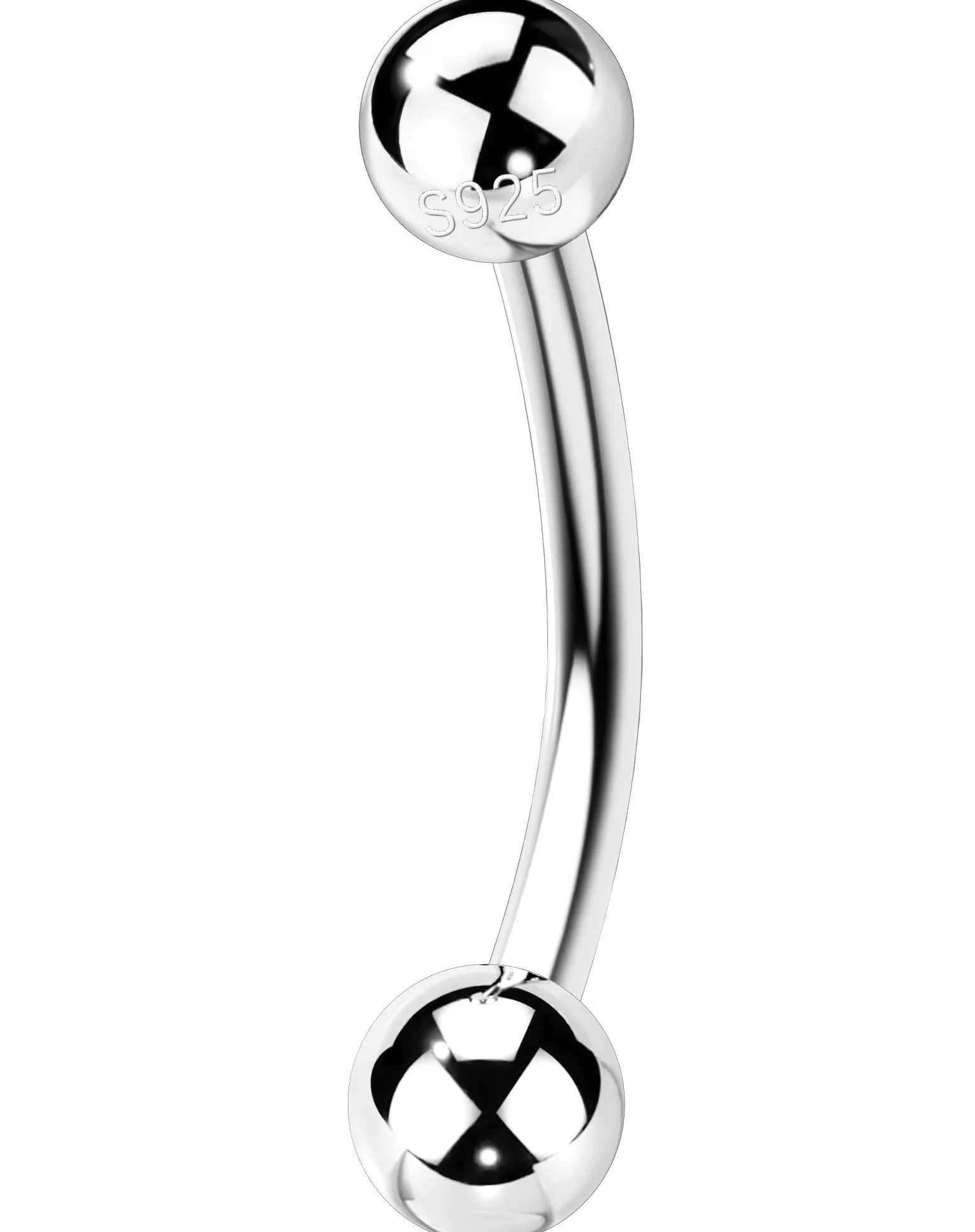 OUFER 16G 8 mm Argento 925 Curved Barbell Helix Rook Piercing Donna Uomo Cartilage Earring